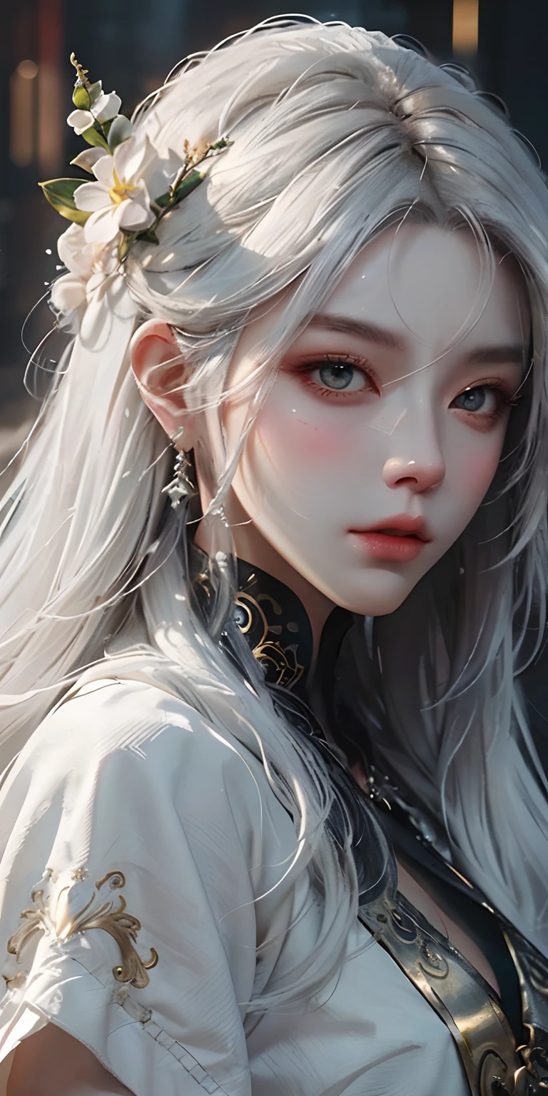 a close up of a woman with white hair and a white mask, beautiful character painting, guweiz, artwork in the style of guweiz, white haired deity, by Yang J, epic exquisite character art, stunning character art, by Fan Qi, by Wuzhun Shifan, guweiz on pixiv artstation