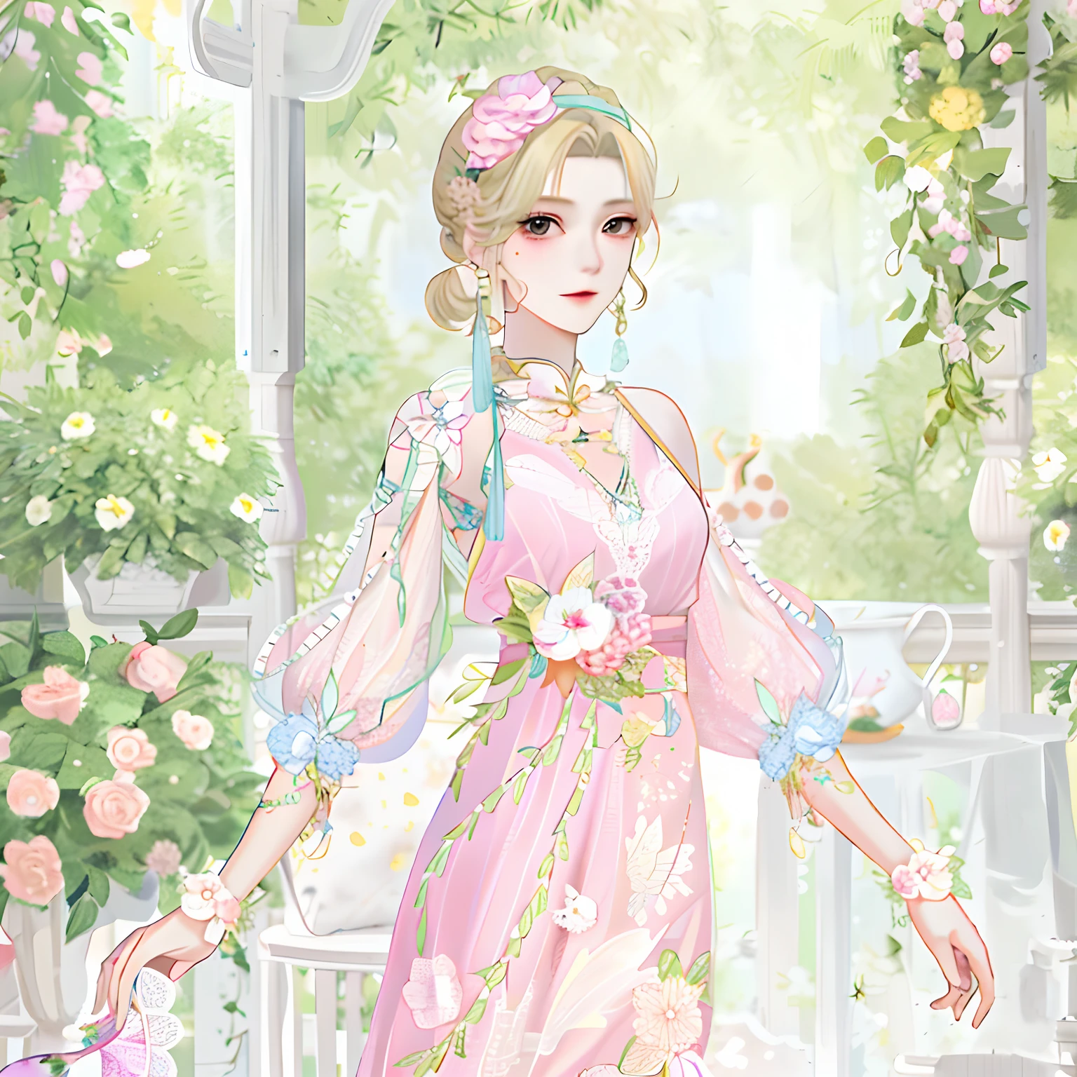 Western girl，Works of masters，Best picture quality，Higher quality，high detal， 超高分辨率， 8K分辨率， depth of fields， cinematic photogtaphy， intricately details， carefully， meticuloso， glorious， max detail， extreme beautiful， （（（1girll， 独奏）））， 18yr old，short detailed hair，Blonde hair， white skinned， A picture， tmasterpiece， （Best picture quality）， Higher quality， high detal， 超高分辨率， in a panoramic view， Exquisite facial features， s the perfect face