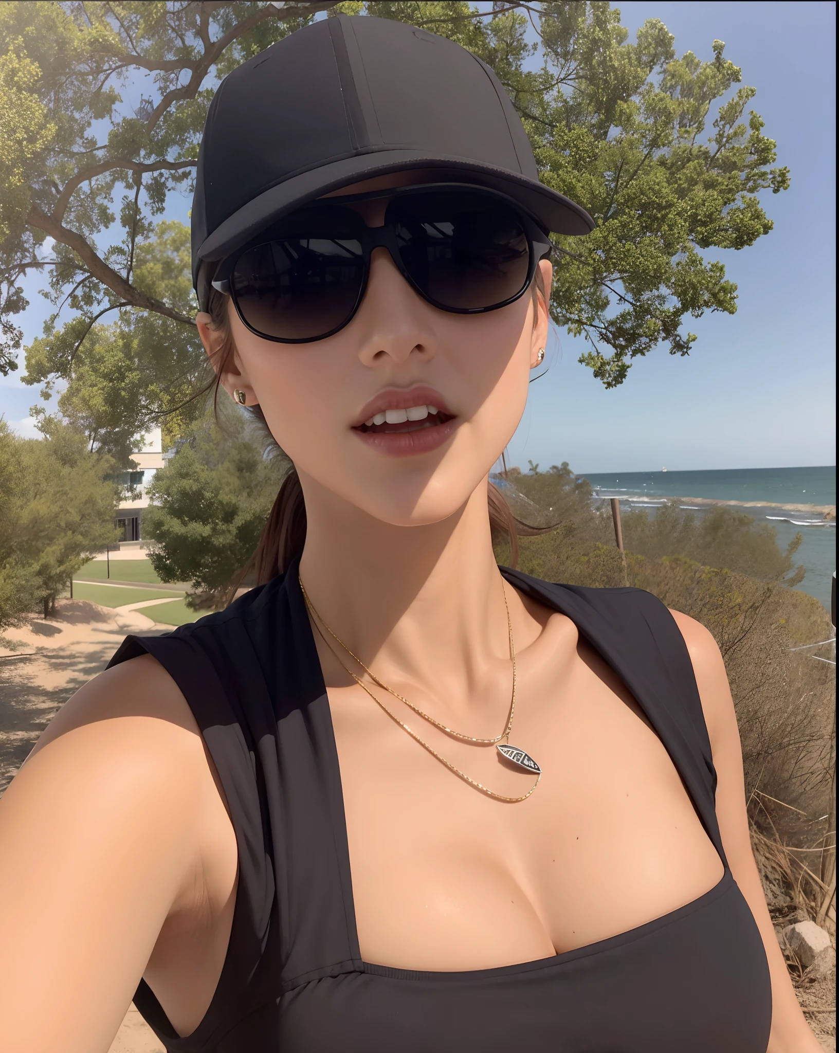 Beautiful woman in black baseball cap and sports sunglasses taking a selfie, de regata preta, regata esportiva preta, wear sports sunglasses and cap, victoria justice, wear sports sunglasses and cap, perfeitamente sombreado, olivia culpo, Morena Baccarina, 2 8 anos, imagem de perfil, 3 2 anos, 2 7 anos, Nina Dobrev, Lindsay Adler, 3 6 anos