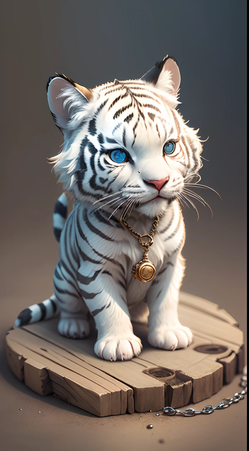 Masterpiece of cute creatures, very detailed, anthropomorphic, bastard Siberian tiger, holding a stick, wearing a white lab coat black pants, close-up, 8k, full body, Unreal Engine, fantasy creature, --v 6