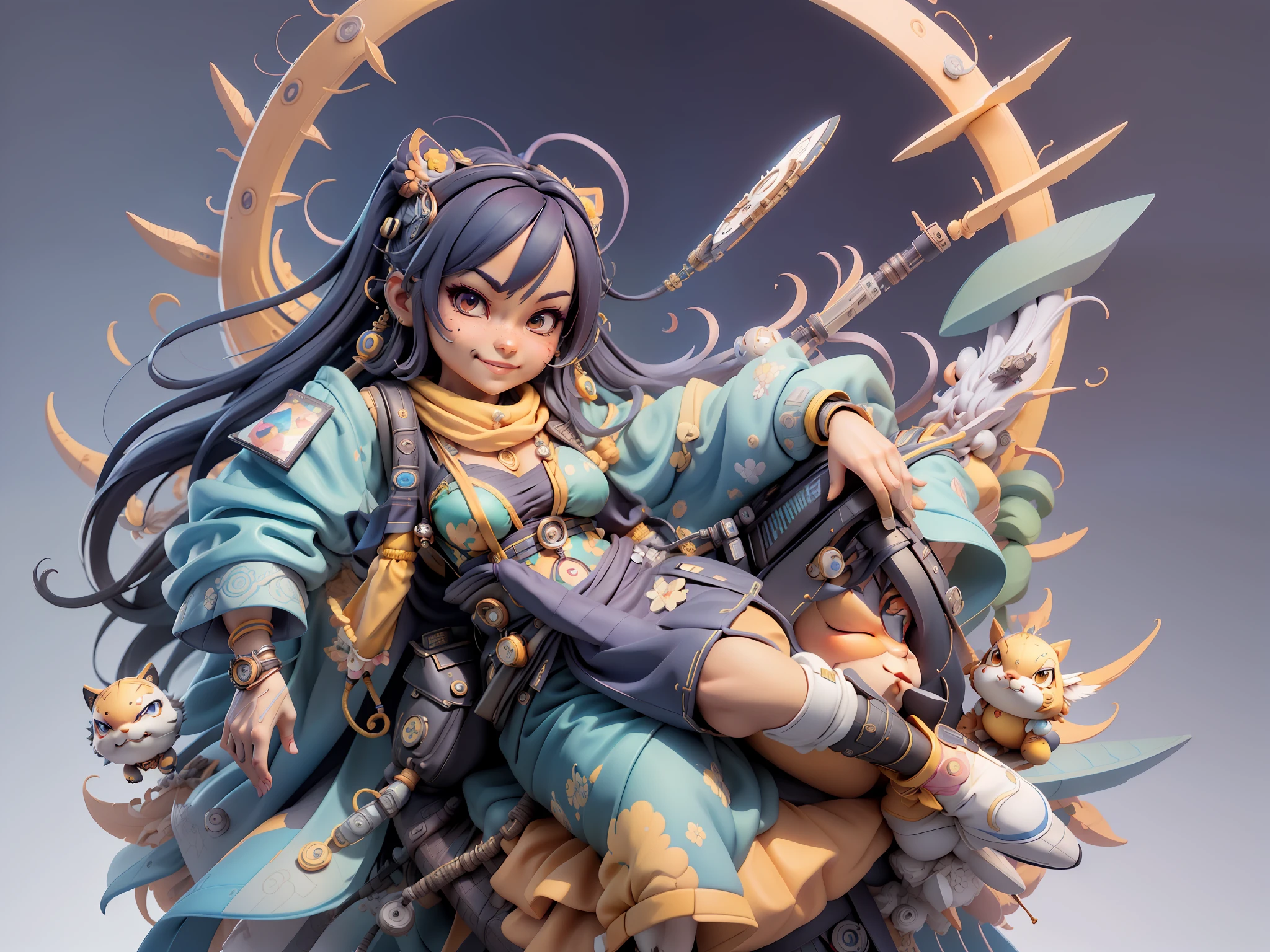 (Masterpiece), (Excellent), (Super Meticulous), (Full Body: 1.2), Super Young sexzy woman, sexzy sitting Oriental Face, Indian saree, small breast,Chinese Wind Thunder God, Dragon, Tiger, TV Anchor, Bust Portrait Illustration, Alone, Black Suit, Blue Tie, Slightly Chubby Face, Very Clean Face,, Black Super long Hair, blue Eyes, Confident Smile, 3c Computer Sub-Products, iPad, iPhone, Digital Painting, 3D Character Design by Akira Toriyama and Mark Claireden and Pixar and Hayao Miyazaki, The illustration is a high-definition illustration in 4K resolution with very detailed facial features and cartoon-style visuals.