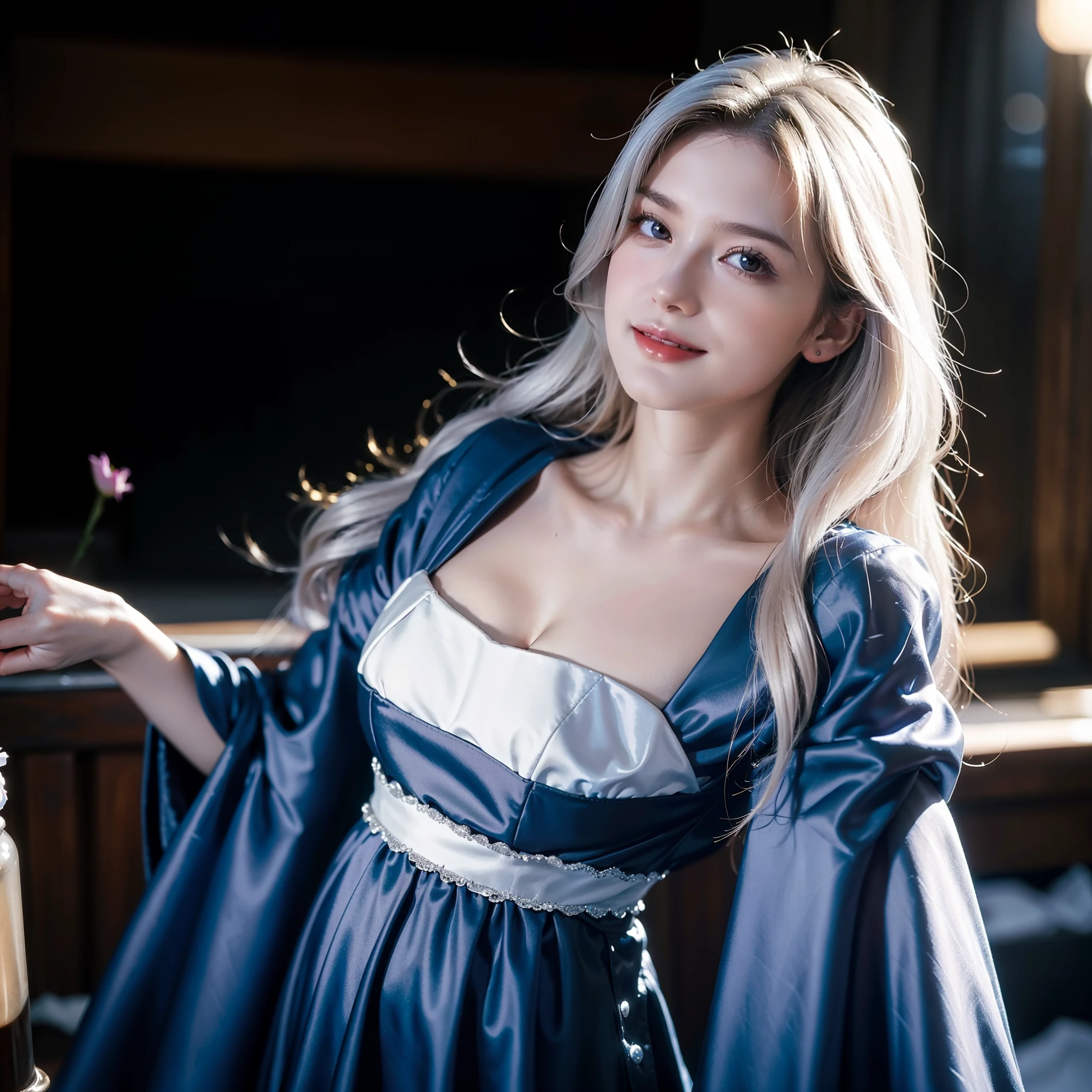 Anne von Deutch, from the von Deutch lineage, is a highly intelligent female vampire. The von Deutch family is the second oldest vampire family after the Castlevania lineage. Anna von Deutch is depicted as a girl with snow-white hair, dressed in a blue gown, and her skin as pale as snow. She is the offspring of the von Deutch family's leader and possesses exceptionally rare blood from the vampire goddess. Unlike other vampires, she dislikes human blood. Anna is a cheerful and friendly girl who treats both humans and fellow vampires with kindness. She has a fondness for flowers and is skilled in concocting potions. Her warm smile lights up whenever she meets people.
