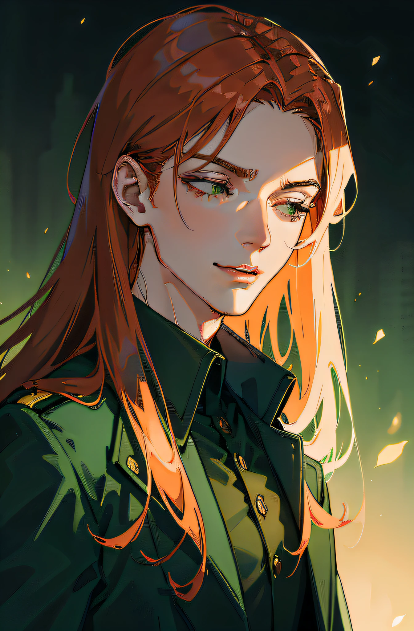 slightly closed eyes, Chrysolite eyes, Looking at the camera
