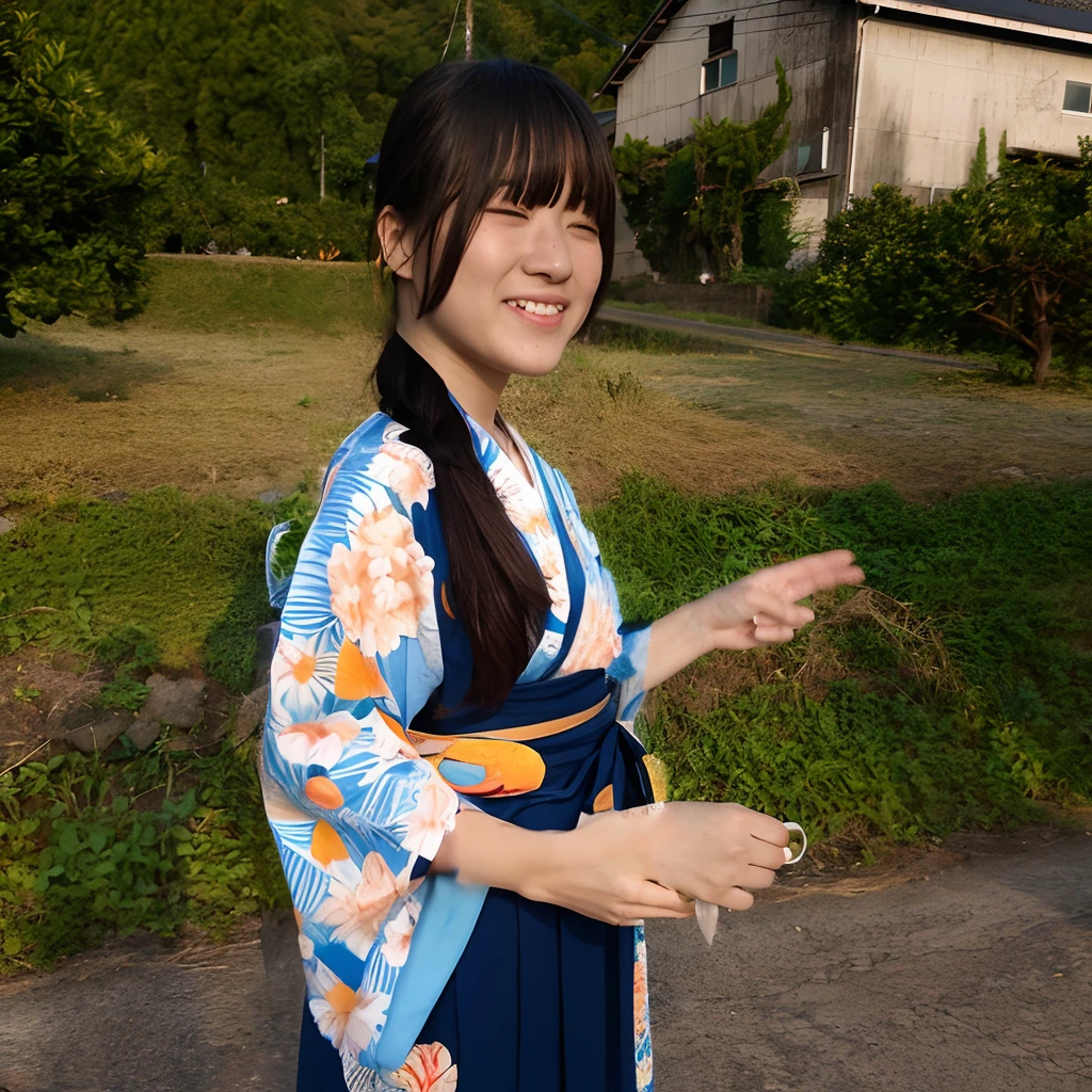 masterpiece、top-quality、ultra-detailliert、8K、Detailed light、detailed shadow、raw、(Detailed skin)、(realisitic:1.2)、1 girl in、Girl in a standing goldfish pattern flower yukata、