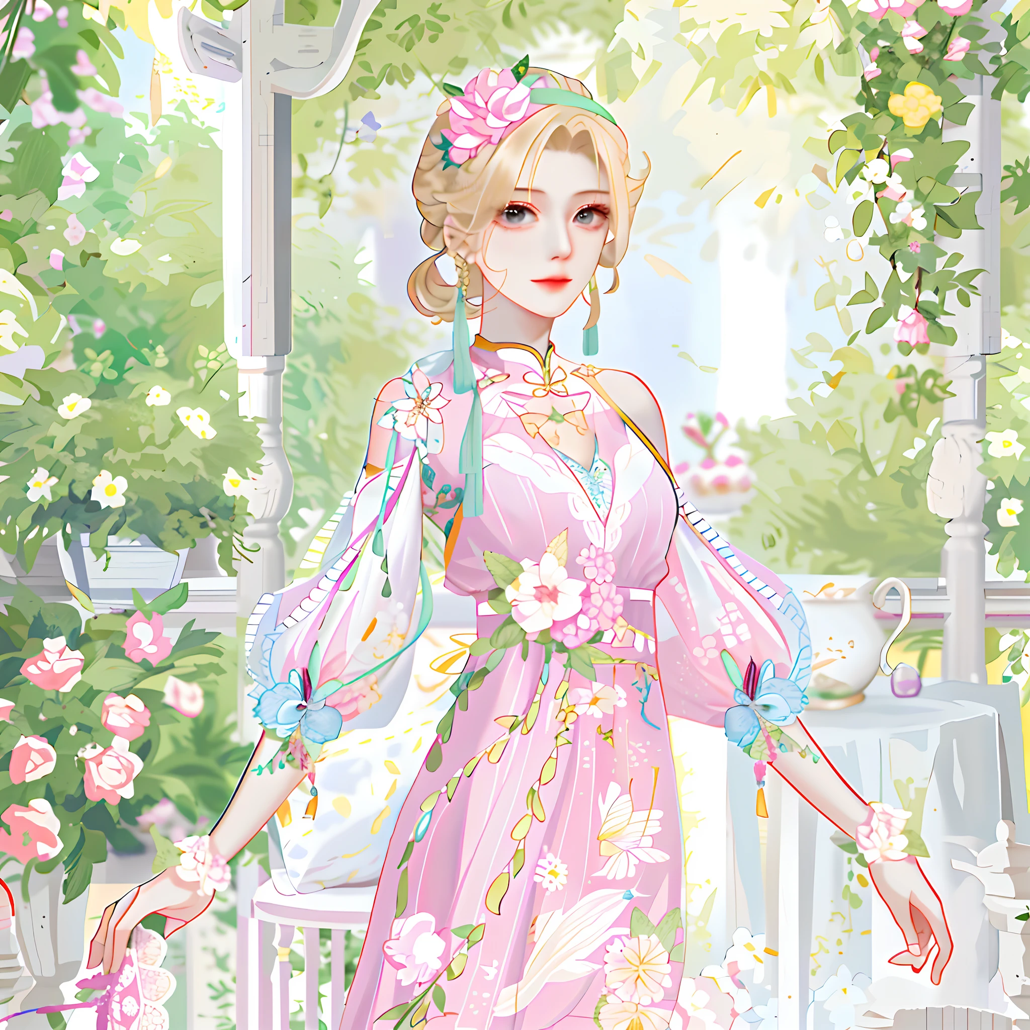 Western girl，Works of masters，Best picture quality，Higher quality，high detal， 超高分辨率， 8K分辨率， depth of fields， cinematic photogtaphy， intricately details， carefully， meticuloso， glorious， max detail， extreme beautiful， （（（1girll， 独奏）））， 18yr old，short detailed hair，Blonde hair， white skinned， A picture， tmasterpiece， （Best picture quality）， Higher quality， high detal， 超高分辨率， in a panoramic view， Exquisite facial features， s the perfect face