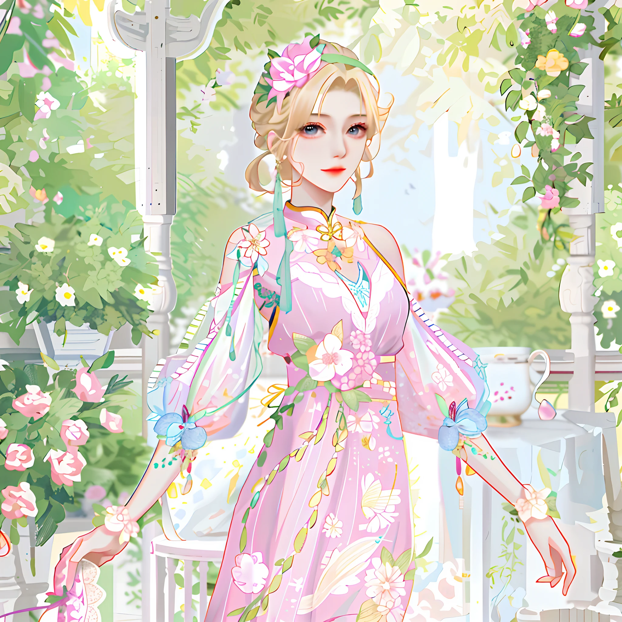 Western girl，Works of masters，Best picture quality，Higher quality，high detal， 超高分辨率， 8K分辨率， depth of fields， cinematic photogtaphy， intricately details， carefully， meticuloso， glorious， max detail， extreme beautiful， （（（1girll， 独奏）））， 18yr old，short detailed hair，Blonde hair， white skinned， A picture， tmasterpiece， （Best picture quality）， Higher quality， high detal， 超高分辨率， in a panoramic view， Exquisite facial features， s the perfect face