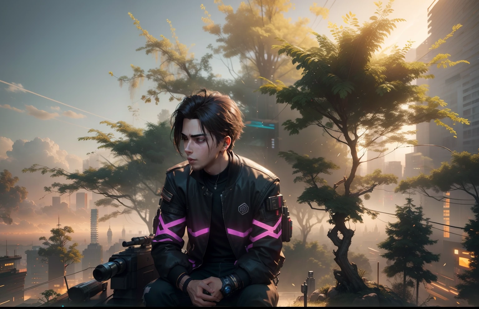 /Imagine Realistic cyberpunk handsome boy ultra realistic face 3d
