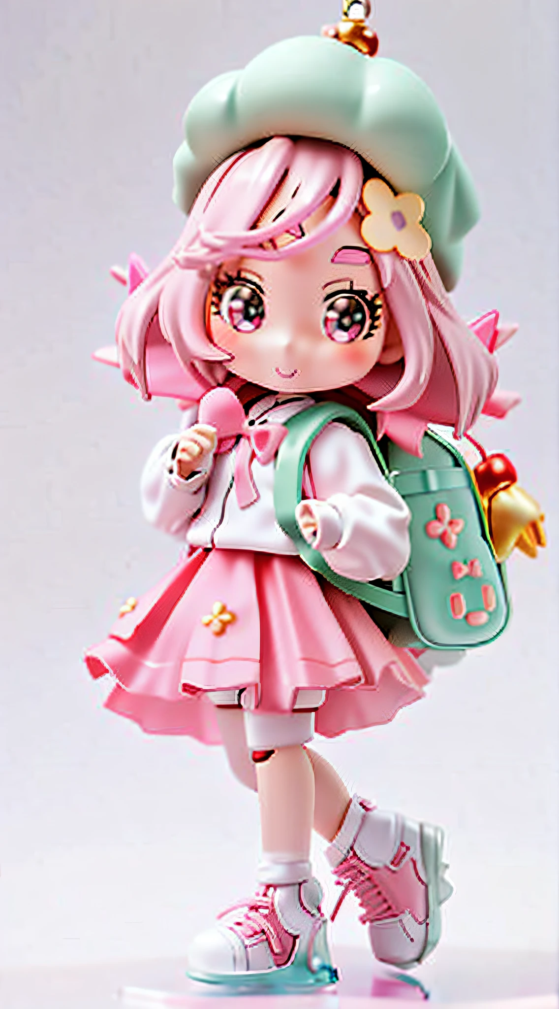 A close-up of a doll with a backpack and a backpack, good smile company anime style, ( highly detailed figure ), Anime figure, style as nendoroid, cute kawaii girls, nyaruko-san, pop up parade figure, Anime figur, pvc figurine, good smile company fantasy, Nendoroid 3D, good smile company, Cute:2