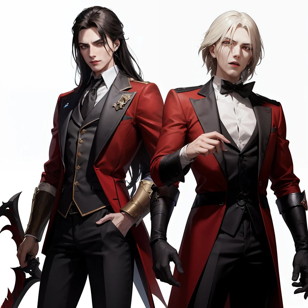 Edward Castlevania, the enigmatic protagonist of your game, emerges as the last surviving descendant of the legendary Castlevania vampire lineage that faded into history and millennia ago. Residing in the 1500 AD era, he aligns himself with the secretive organization known as "The Saber Cross." Tasked with eradicating vampiric threats preying upon humanity, Edward wields his unique dual-transforming pistols, seamlessly transitioning them into formidable swords. His existence bridges the gap between the supernatural and human worlds, adding an intriguing layer of complexity to his character as he navigates his eternal struggle he's also wearing a red jacket tuxedos and have a fedora hat