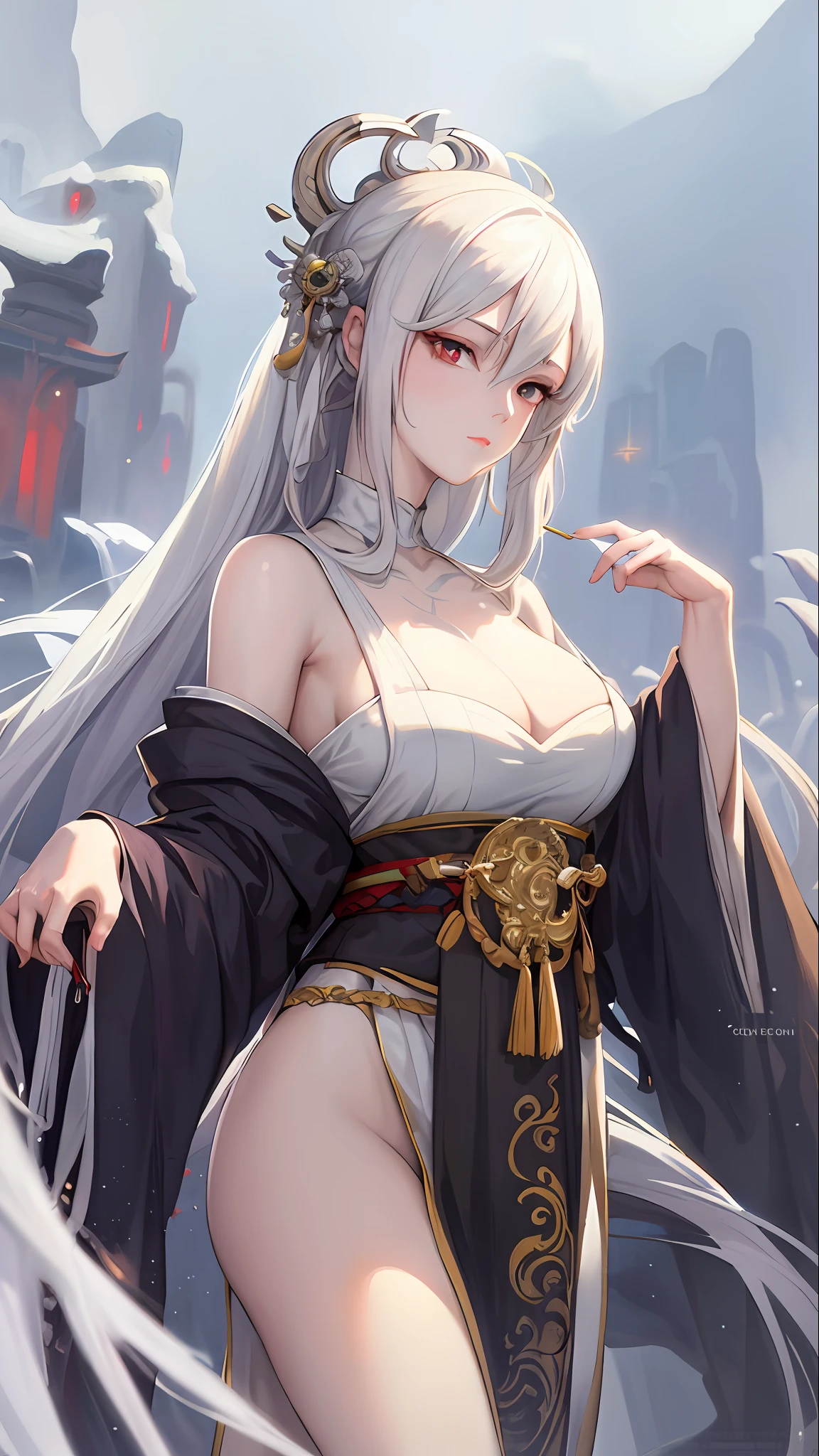 a close up of a woman with white hair and a white mask, beautiful character painting, guweiz, artwork in the style of guweiz, white haired deity, by Yang J, epic exquisite character art, stunning character art, by Fan Qi, by Wuzhun Shifan, guweiz on pixiv artstation