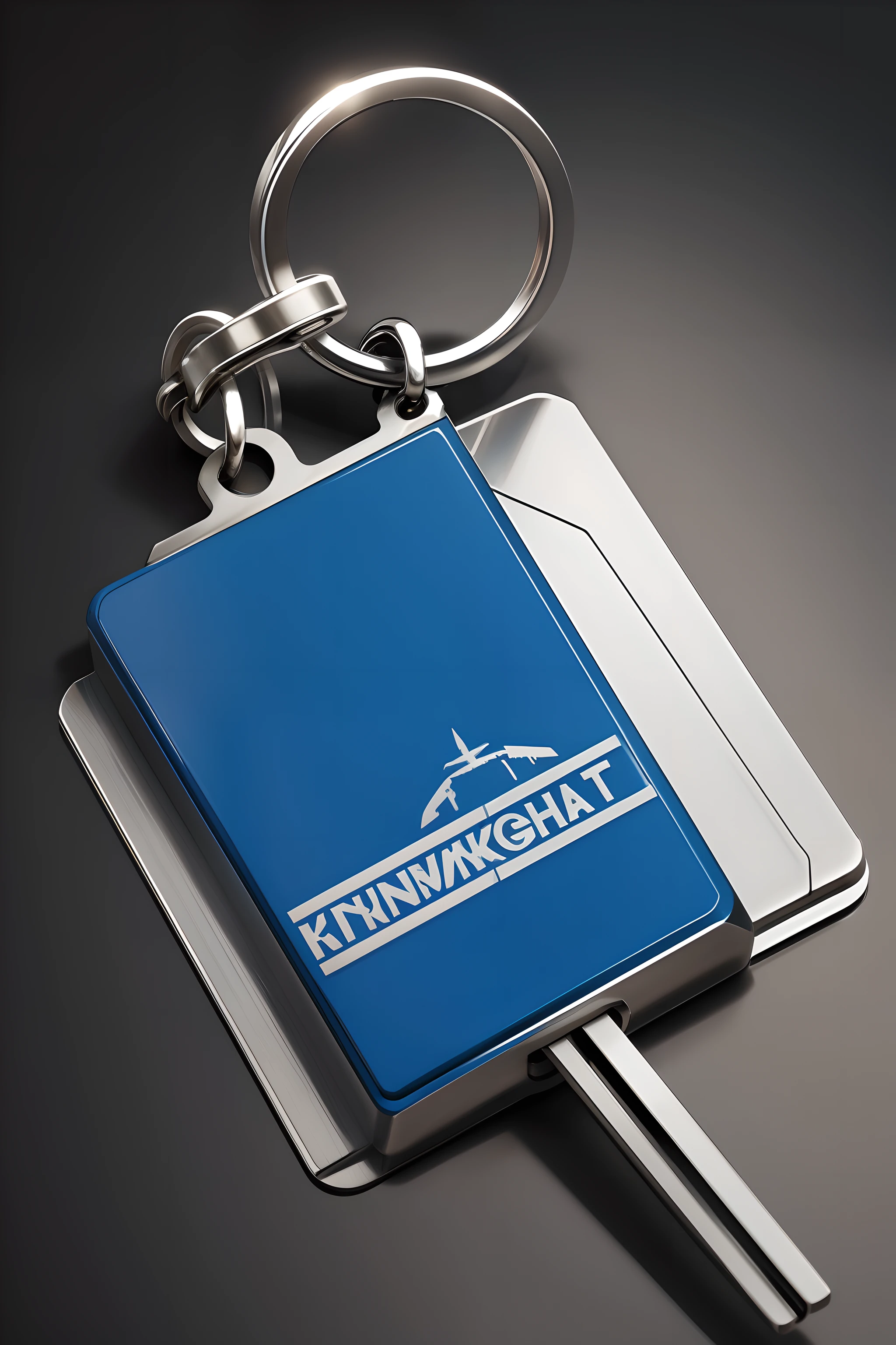 Industrial design drawing of a blue keychain，To have an airplane element，Flight area high pole light element，Worker element