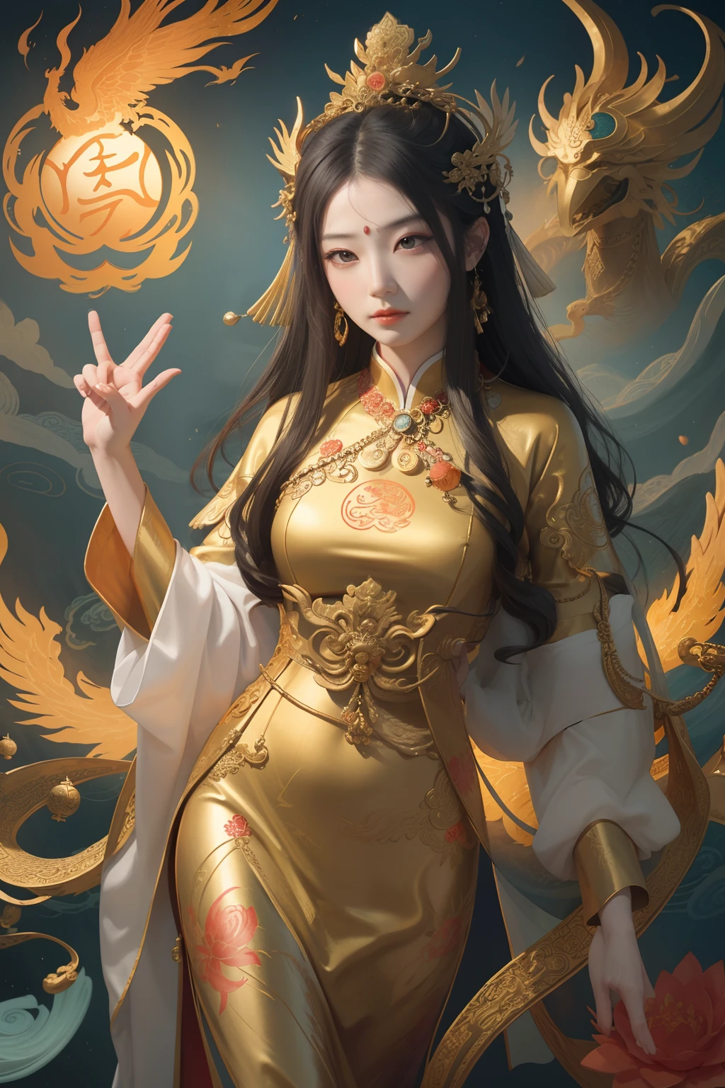 masterpiece, best quality, girl, solo, ((mature female)),, long hair, hair, princess,(upper yellow lower purple) silk dress black dress(dress) (golden dress) fantasy, happy, looking at viewer, cartoon, anime, (oil painting)Burmese girl, 18 years old, Bagan pagoda view background, clear Hd 8k