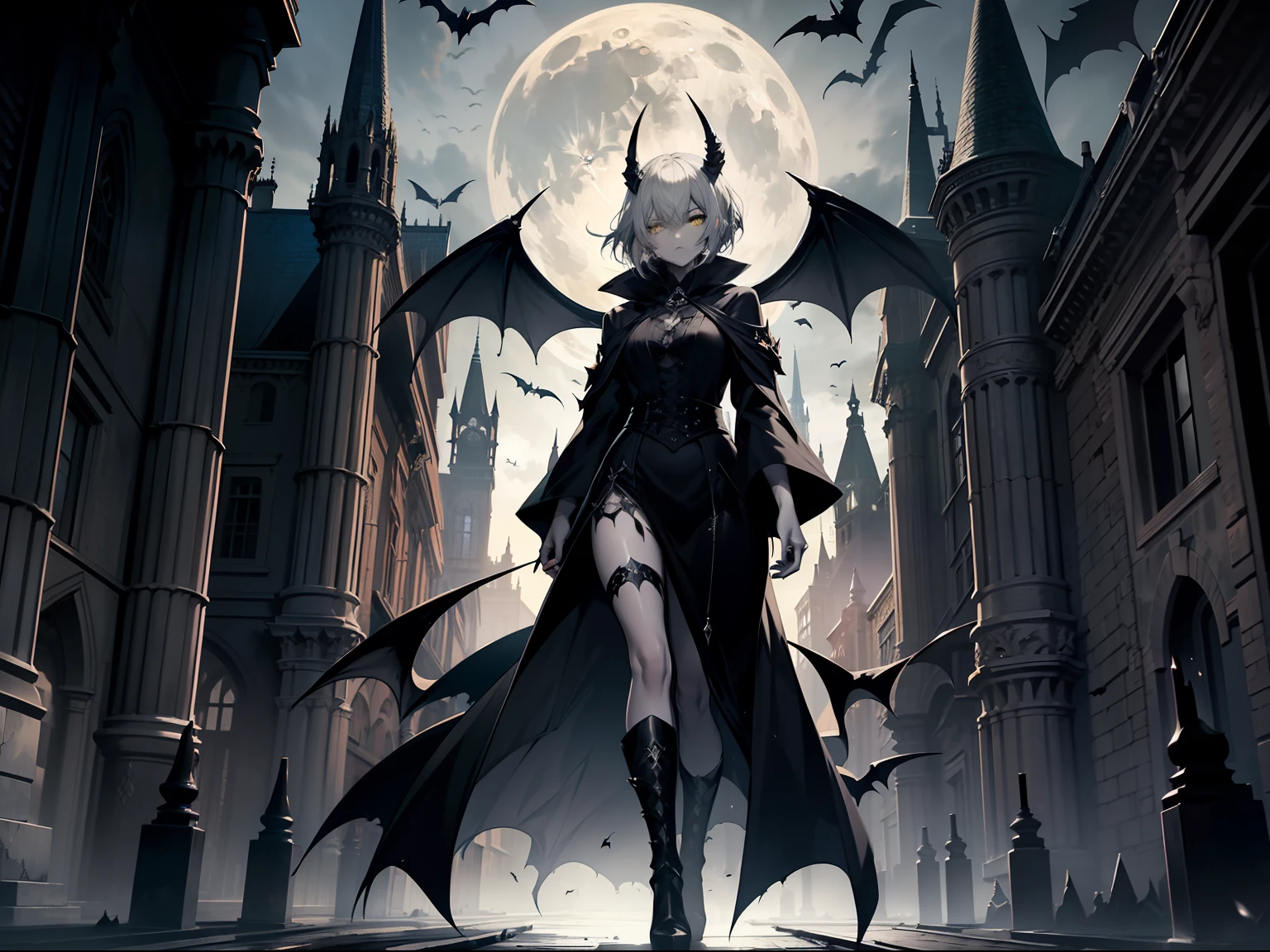 a fairy is the wife of bats. she is dressed in skimpy black sheer clothes. she is has cat-scratches on her legs and arms