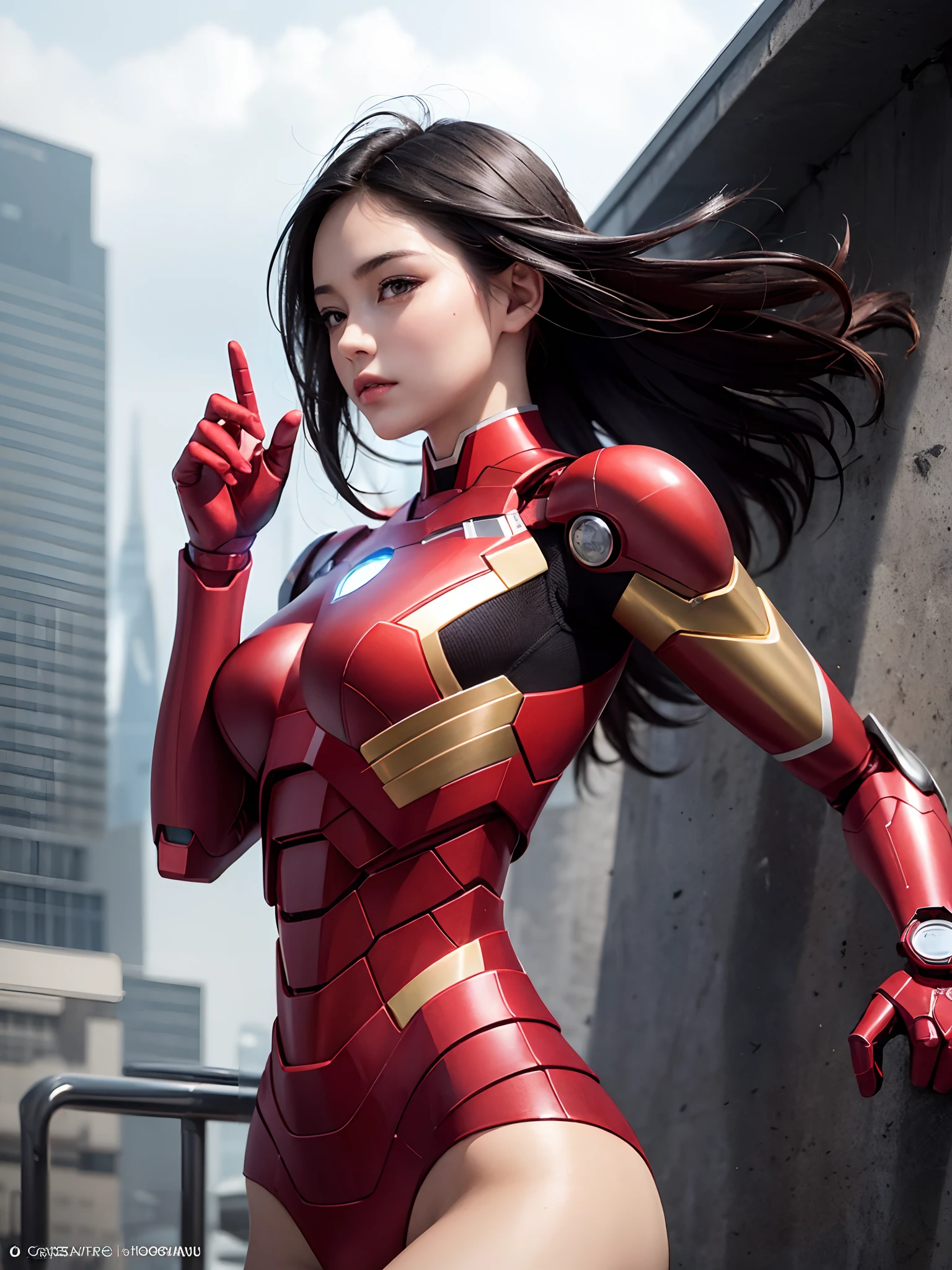 (1girl:1.3), solo,__body-parts__, official art, unity 8k wallpaper, ultra detailed, beautiful and aesthetic, beautiful, masterpiece, best quality, RAW, masterpiece, super fine photo,, best quality, super high Resolution, photorealistic, sunlight, full body portrait, stunningly beautiful,, dynamic pose, delicate face, vibrant eyes, (side view), she is wearing a futuristic Iron Man mech, red and gold, Highly detailed abandoned warehouse background, detailed face, detailed complex busy background, messy, gorgeous, milky, high detailed skin, realistic skin details, visible pores, sharp focus, volumetric fog, 8k uhd, dslr camera, High quality, film grain, fair skin, photorealism, lomography, sprawling metropolis in a futuristic dystopia, view from below, translucent