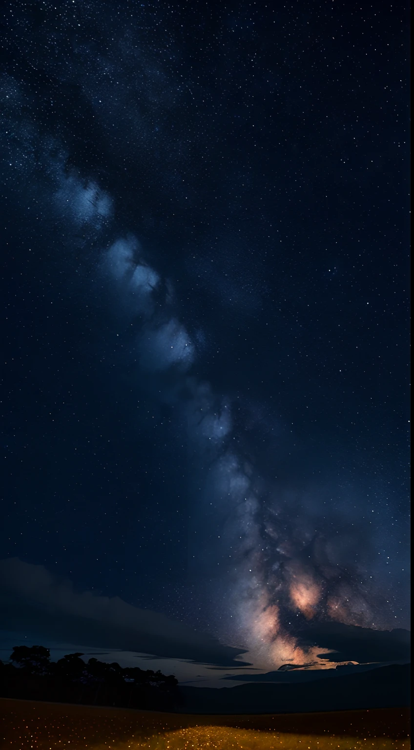 Paisagem expansiva (sky and open field below) lion with blood dripping from mouth ( realista 4K) sky full of stars and nebulae