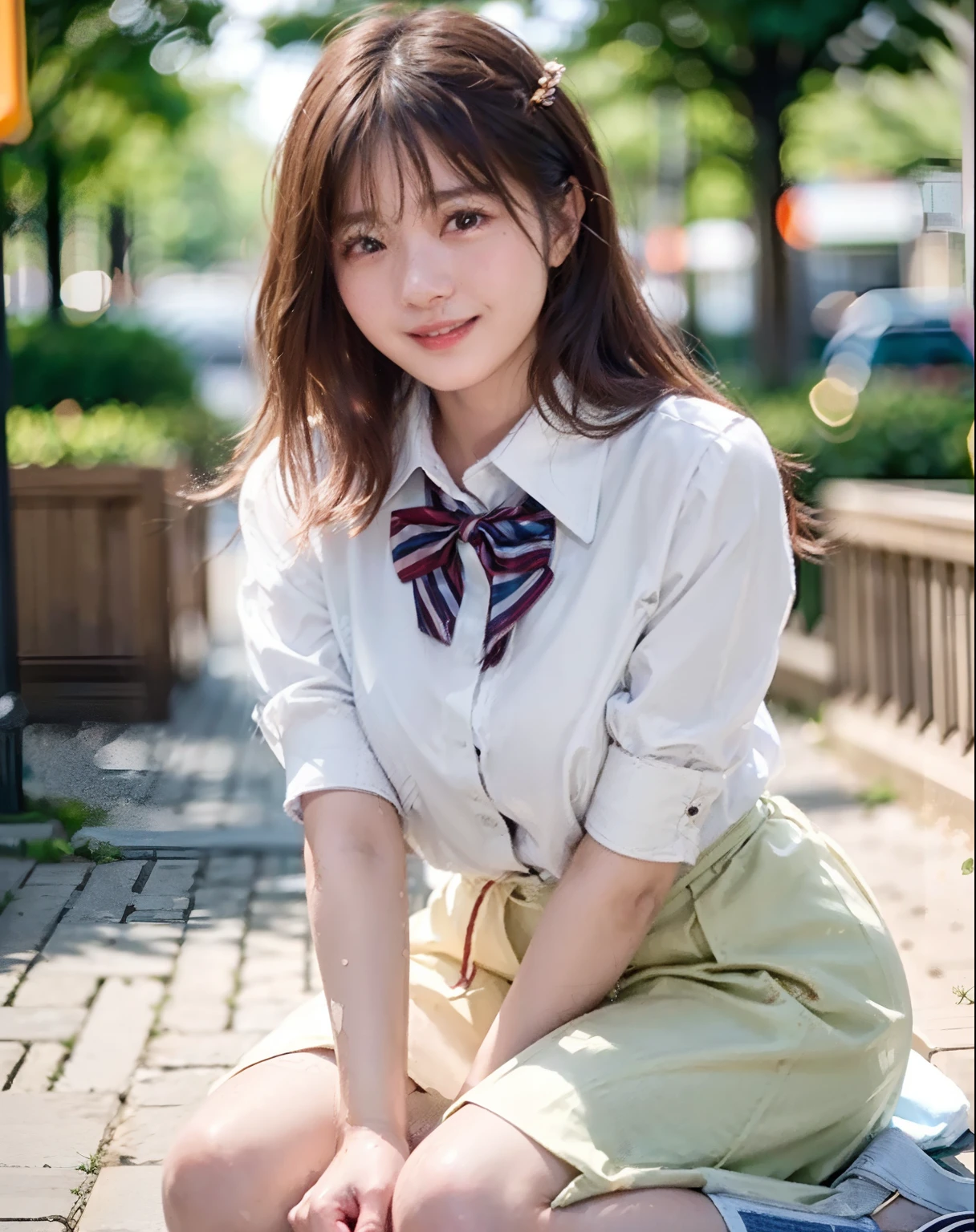 Top Quality, Photorealistic, 8k, High Definition, Girl, Woman, (Skin Dent), (Big Breasts), (Professional Lighting, Bokeh), (Street), (People, Crowd: 0.6), Market, (Night: 1.2), (Brown: 2.0), (Blouse: 1.5), (Portrait: 0.6), Gorgeous, Bloom, (Floating Hair), Braided Hair, (Dynamic Pose: 1.2) , Soft Lighting, (Masterpiece, BestQuality:1.1), (ultra detailed 8k cg:1.2), (hyperrealistic:1.35), (Photorealistic:1.45), (realistic:1.4), [cowboy shot], (Soft lighting), 1 beautiful Japanese girl, 20 years old, supermodel, Japanese Idol, (smile), Large Breasts, (Sweat skin:1.2), (school uniform:1.2), (sitting on ground:1.1), (spread legs, sucking, sucking,