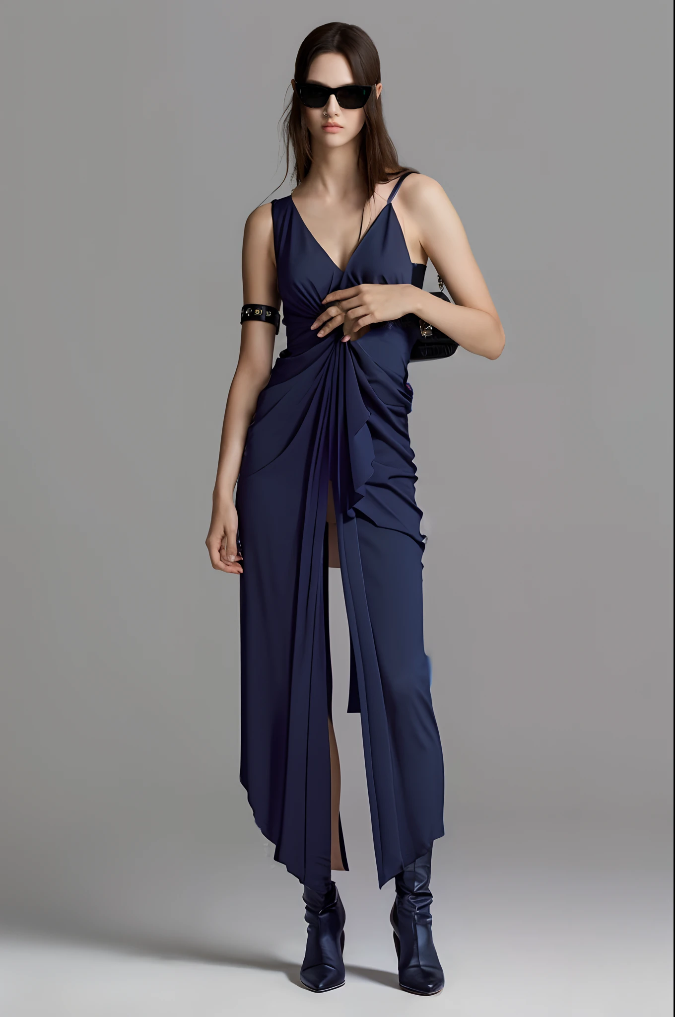 Slanted shoulder single-leg design with a sense of Latin dance practice clothes