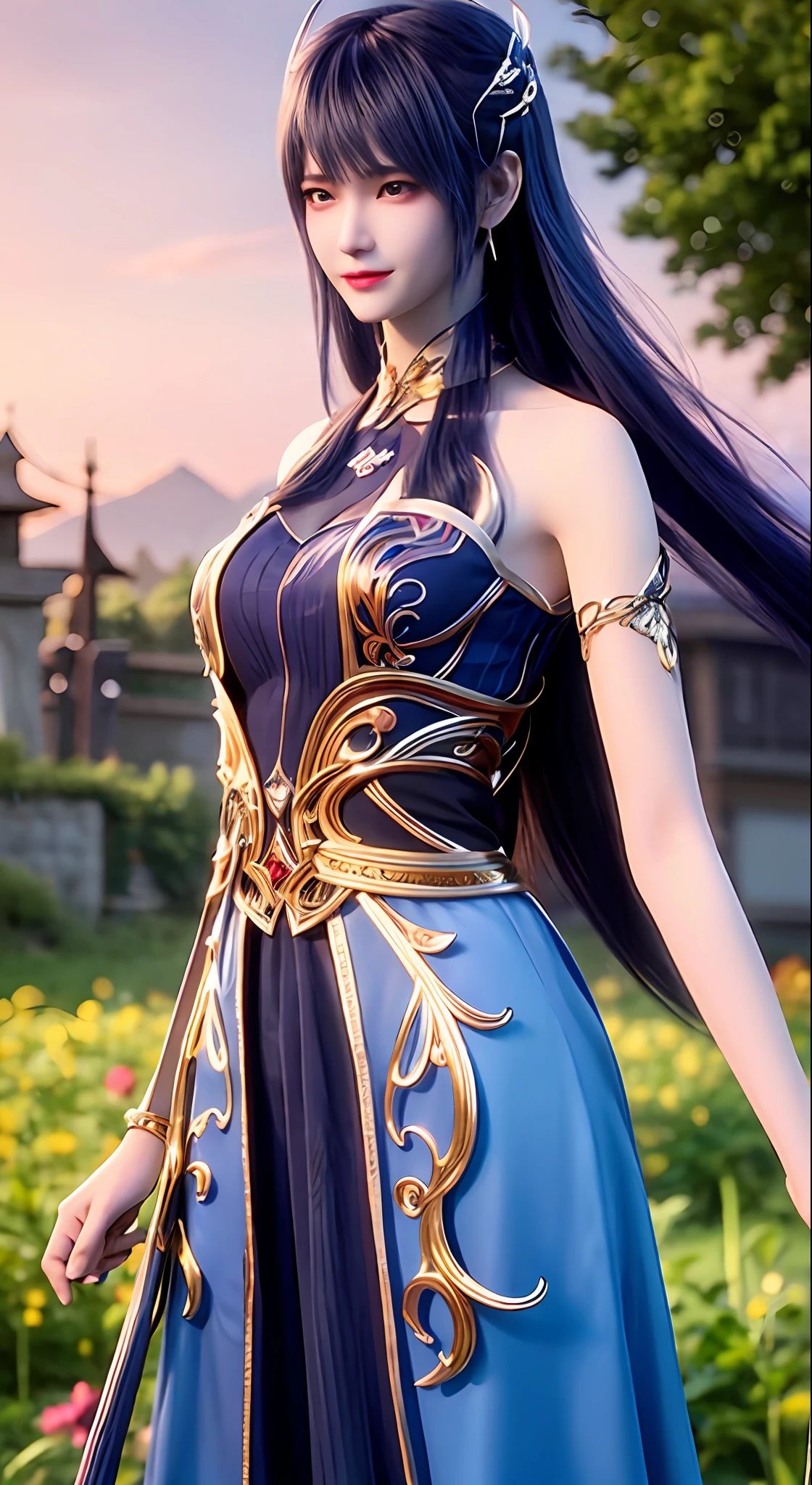 Under the bright spring sun,A goddess in ancient costume dressed in gorgeous Han costumes,Standing quietly in the sea of flowers of mountains and rivers。Her face is beautiful,Like orchids in the valley,Immortal overflow。Wearing a lilac silk dress,With a gentle swing,It gives a dreamlike feeling。
Her hair was coiled,Decorated with gold and emerald hairpins,Elegant and dignified。The tassels on the forehead sparkle in the sun,It further highlights her noble temperament。Her eyes are like clear lake water,It's a year to be。
The surrounding sea of flowers is like a huge picture scroll,Luxuriant peonies、Delicate lilies、Fragrant jasmine flowers intertwine,Colorful ocean formation。Floral fragrance pervades,Intoxicating。The goddess stood quietly in the sea of flowers,As if integrated with these flowers,It's like a perfect landscape painting。
The sun shone on her face through the gaps in the leaves,It was like giving her a soft glow。A fresh breeze blew through,Her long dress fluttered in the wind,Like fairies under mortals。Butterflies dance among the flowers,It seems to be providing her with a beautiful dance。
The whole scene is breathtakingly beautiful,It's like a wonderland on earth。The goddess of Hanfu stands in the sea of mountains and rivers and flowers,It gives the feeling of traveling through time and space,Let people immerse themselves in this beautiful picture。
