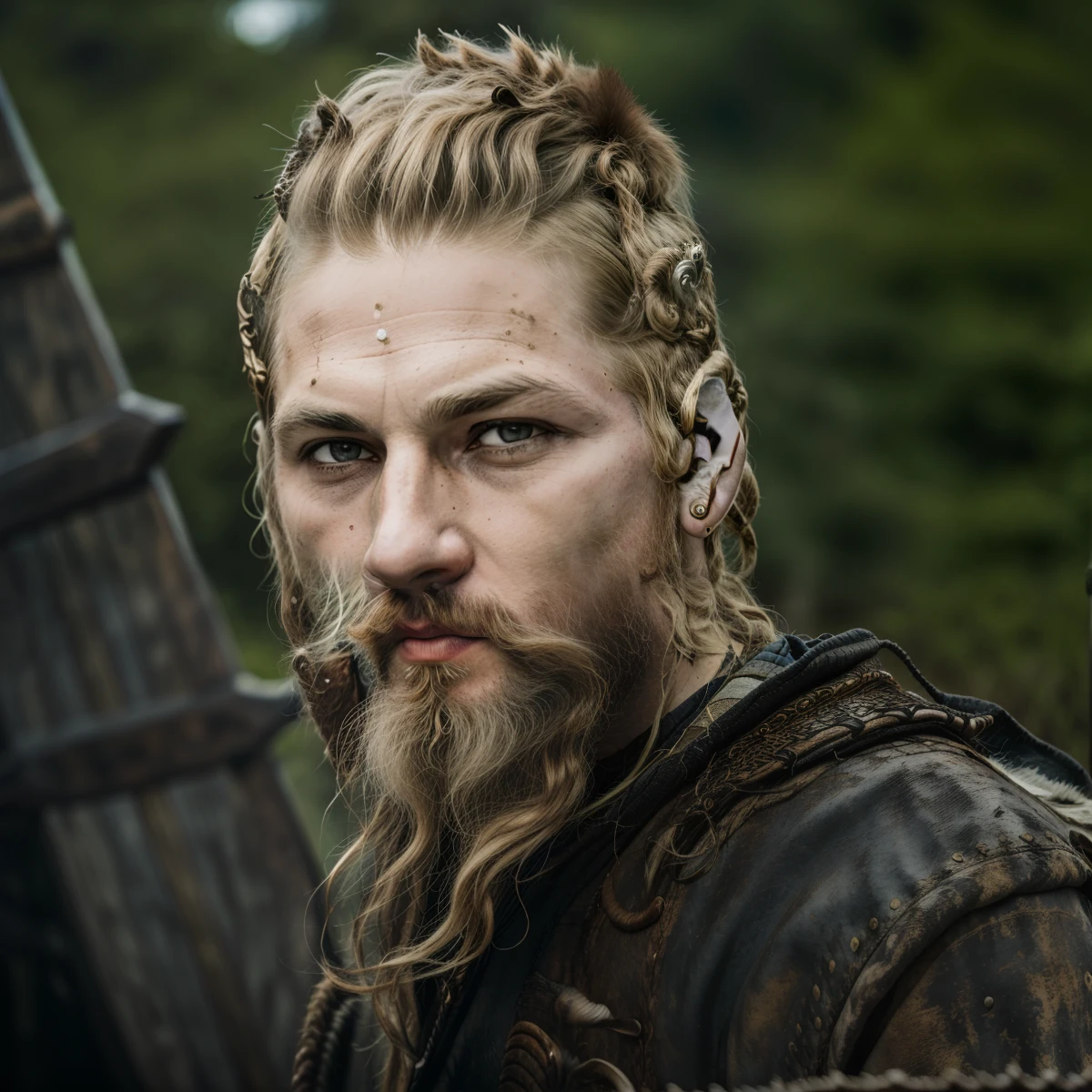 um close up de um homem com barba e uma roupa de couro, Barba Viking, VIQUINGUES, Viking, Retrato de um viking, Norse, guerreiro viking, com tatuagens de runa no rosto, norse warrior, Viking Berserker, rosto viking no perfil, Cultura Viking, Guerreiro viking antigo, Rei Viking, Viking Bom, estilo viking, epic viking king, Ragnar lothbrok