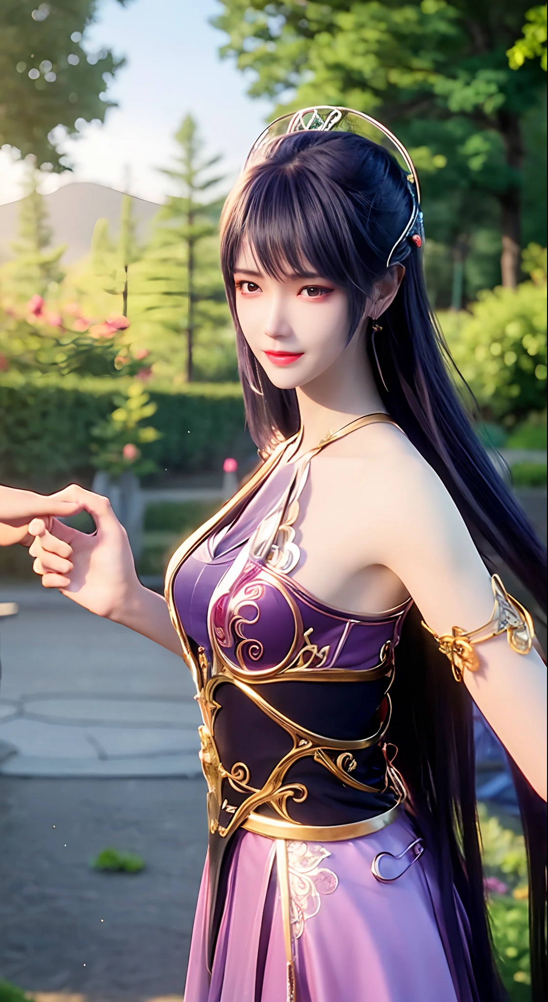 Under the bright spring sun,A costumed goddess dressed in gorgeous Chinese costumes,Standing quietly in the mountains and rivers and the sea。Her face is beautiful,Like orchids in the valley,Immortal overflow。Wearing a lilac silk dress,With a gentle swing,It gives a dreamlike feeling。
Her hair was coiled,Decorated with gold and emerald hairpins,Elegant and dignified。The tassels on the forehead sparkle in the sun,It further highlights her noble temperament。Her eyes are like clear lake water,It's a year to be。
The surrounding sea of flowers is like a huge picture scroll,Luxuriant peonies、Delicate lilies、Fragrant jasmine flowers intertwine,Colorful ocean formation。Floral fragrance pervades,Intoxicating。The goddess stood quietly in the sea of flowers,As if integrated with these flowers,It's like a perfect landscape painting。
The sun shone on her face through the gaps in the leaves,It was like giving her a soft glow。A fresh breeze blew through,Her long dress fluttered in the wind,Like fairies under mortals。Butterflies dance among the flowers,It seems to be providing her with a beautiful dance。
The whole scene is breathtakingly beautiful,It's like a wonderland on earth。The goddess of Hanfu stands in the sea of mountains and rivers and flowers,It gives the feeling of traveling through time and space,Let people immerse themselves in this beautiful picture。