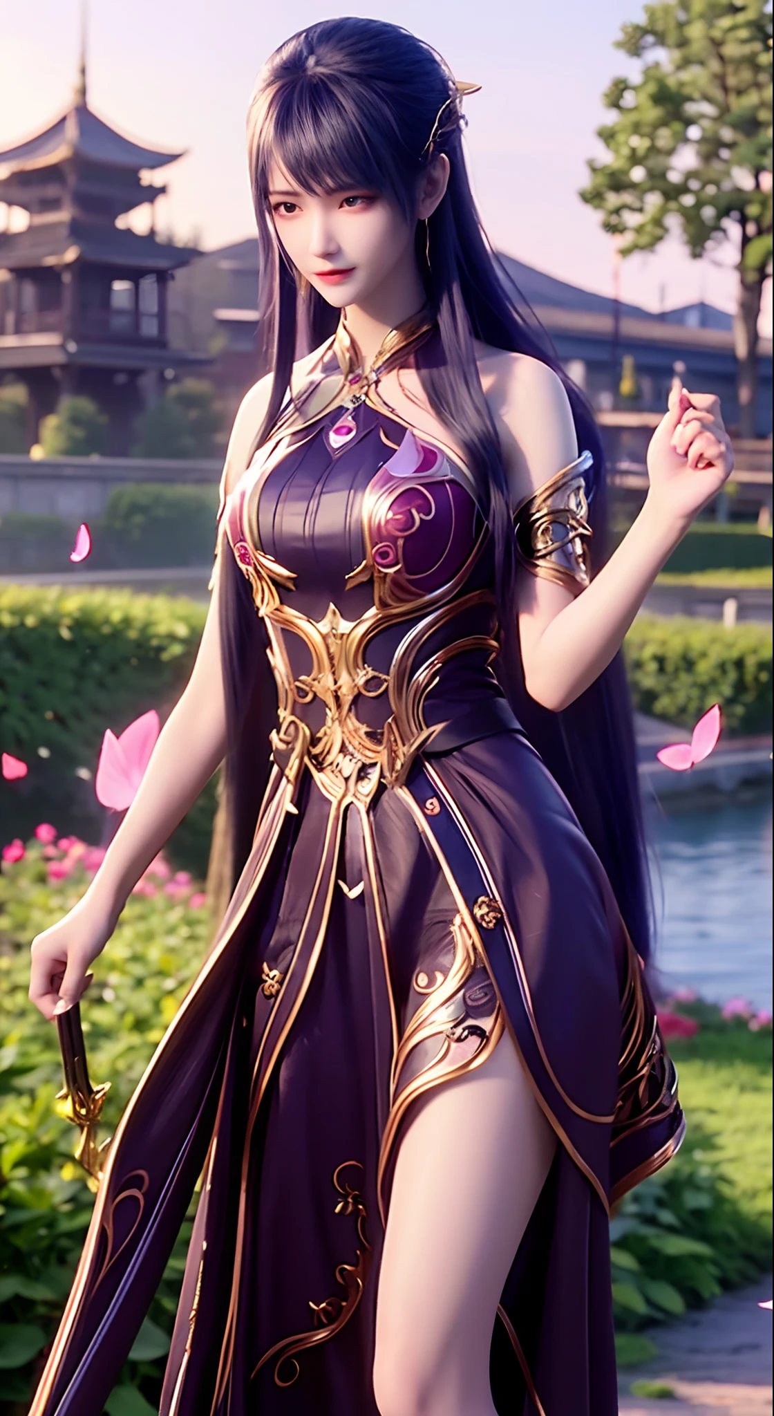 Under the bright spring sun,A costumed goddess dressed in gorgeous Chinese costumes,Standing quietly in the mountains and rivers and the sea。Her face is beautiful,Like orchids in the valley,Immortal overflow。Wearing a lilac silk dress,With a gentle swing,It gives a dreamlike feeling。
Her hair was coiled,Decorated with gold and emerald hairpins,Elegant and dignified。The tassels on the forehead sparkle in the sun,It further highlights her noble temperament。Her eyes are like clear lake water,It's a year to be。
The surrounding sea of flowers is like a huge picture scroll,Luxuriant peonies、Delicate lilies、Fragrant jasmine flowers intertwine,Colorful ocean formation。Floral fragrance pervades,Intoxicating。The goddess stood quietly in the sea of flowers,As if integrated with these flowers,It's like a perfect landscape painting。
The sun shone on her face through the gaps in the leaves,It was like giving her a soft glow。A fresh breeze blew through,Her long dress fluttered in the wind,Like fairies under mortals。Butterflies dance among the flowers,It seems to be providing her with a beautiful dance。
The whole scene is breathtakingly beautiful,It's like a wonderland on earth。The goddess of Hanfu stands in the sea of mountains and rivers and flowers,It gives the feeling of traveling through time and space,Let people immerse themselves in this beautiful picture。
