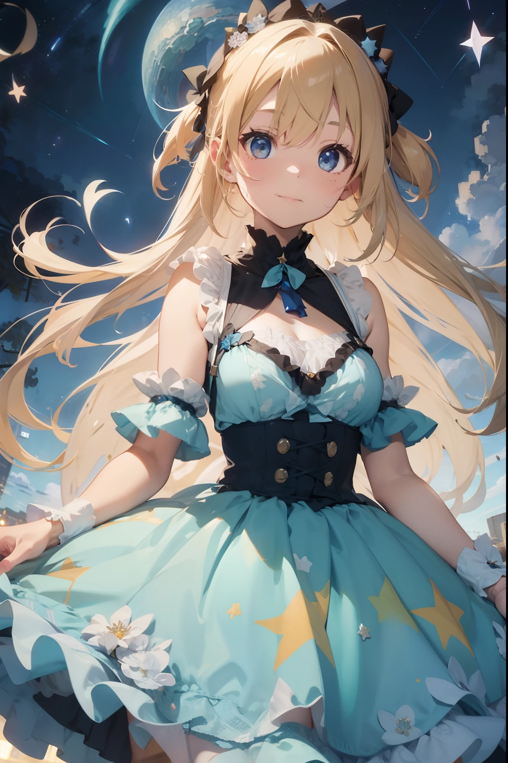 masterpiece、shooting stars、Starry Night、kawaii、Mystical dress、