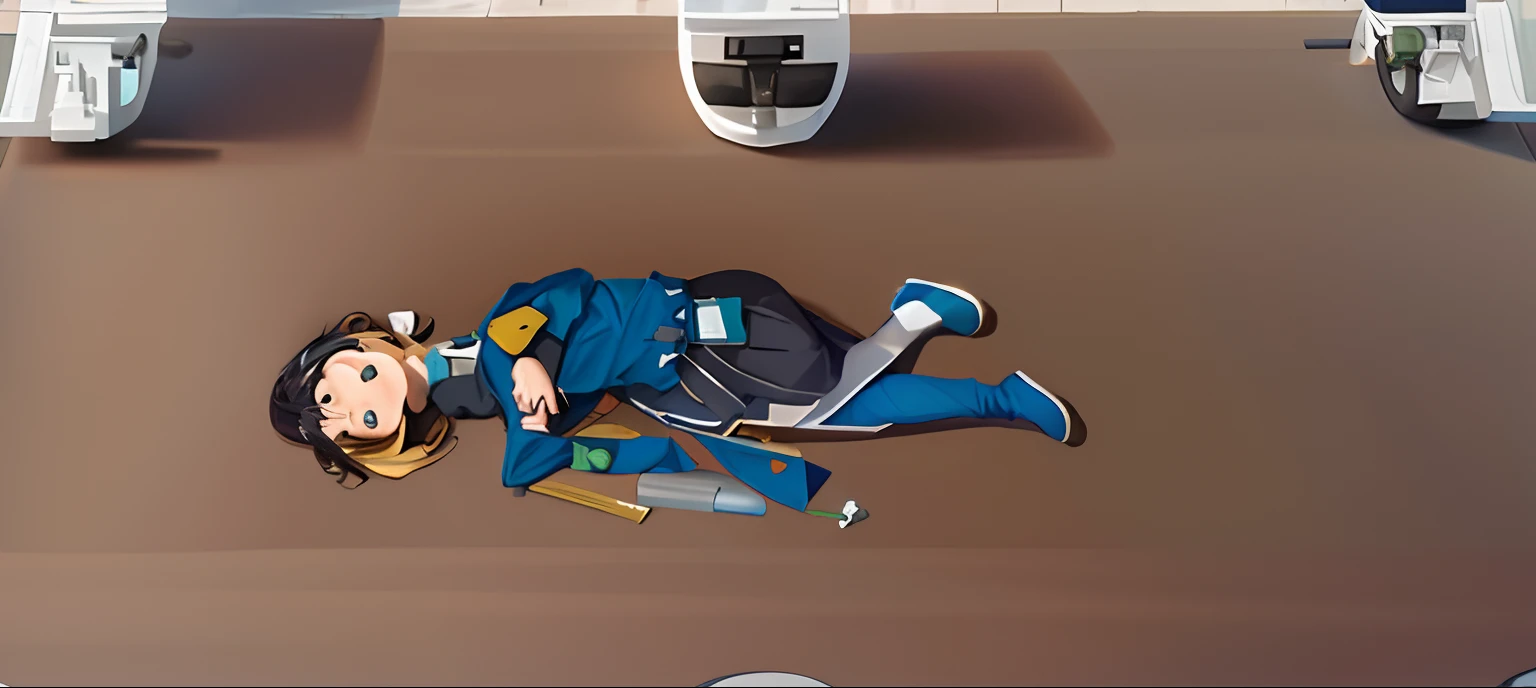 Girl lying on a big cake