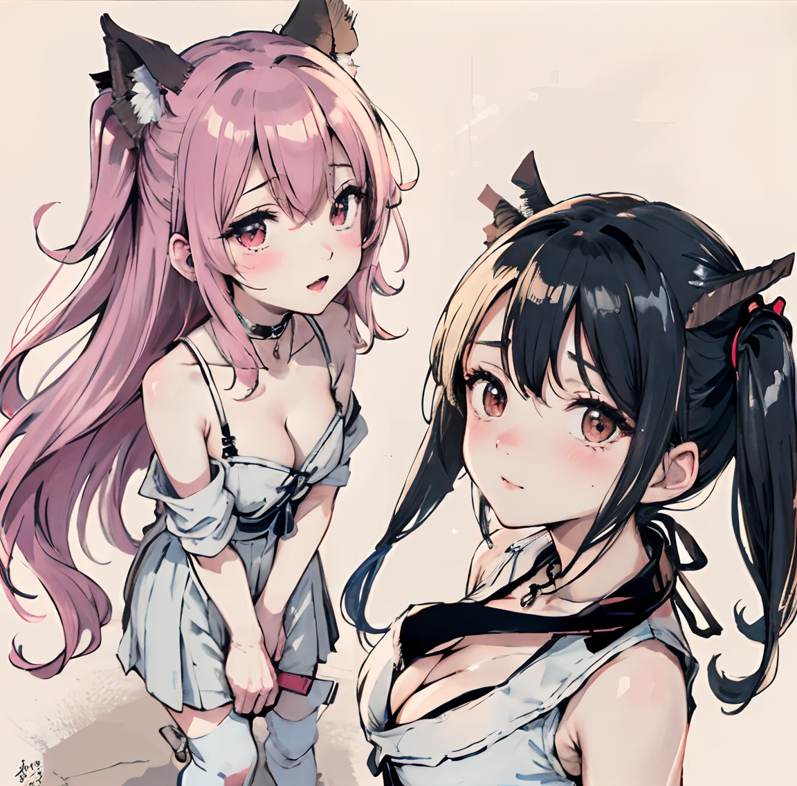 absurderes， 1girll， Be red in the face， （Realistis：1.5）， （tmasterpiece， the Extremely Detailed CG Unity 8K Wallpapers， best qualtiy， A high resolution：1.2）， （Supergianthugebreasts_Detailed， hyper HD：1.2）， lighting perfect， distinctive， （1girll：1.4）， looking at viewert， unreal-engine， Sideslit， s the perfect face， 详细的脸， Perfect body， beautidful eyes， Nice face， （Bright Skin：1.4）， idoly， ulzang-6500-v1.1，，（（gigantic cleavage breasts ）），（a narrow waist），（blond hairbl，dual horsetail），（（in a school）），（choker necklace），（（Student uniform）），The shoulder straps slip off（obi strip），（（face to face）），ssmile，Image quality is yellowish，Pubic hair shows through，upper legs，upper legs，upper legs（full bodyesbian：1.4），By bangs，（eye glass）），sharp sharp eyes，Peck the corners of the mouth，silver earring，