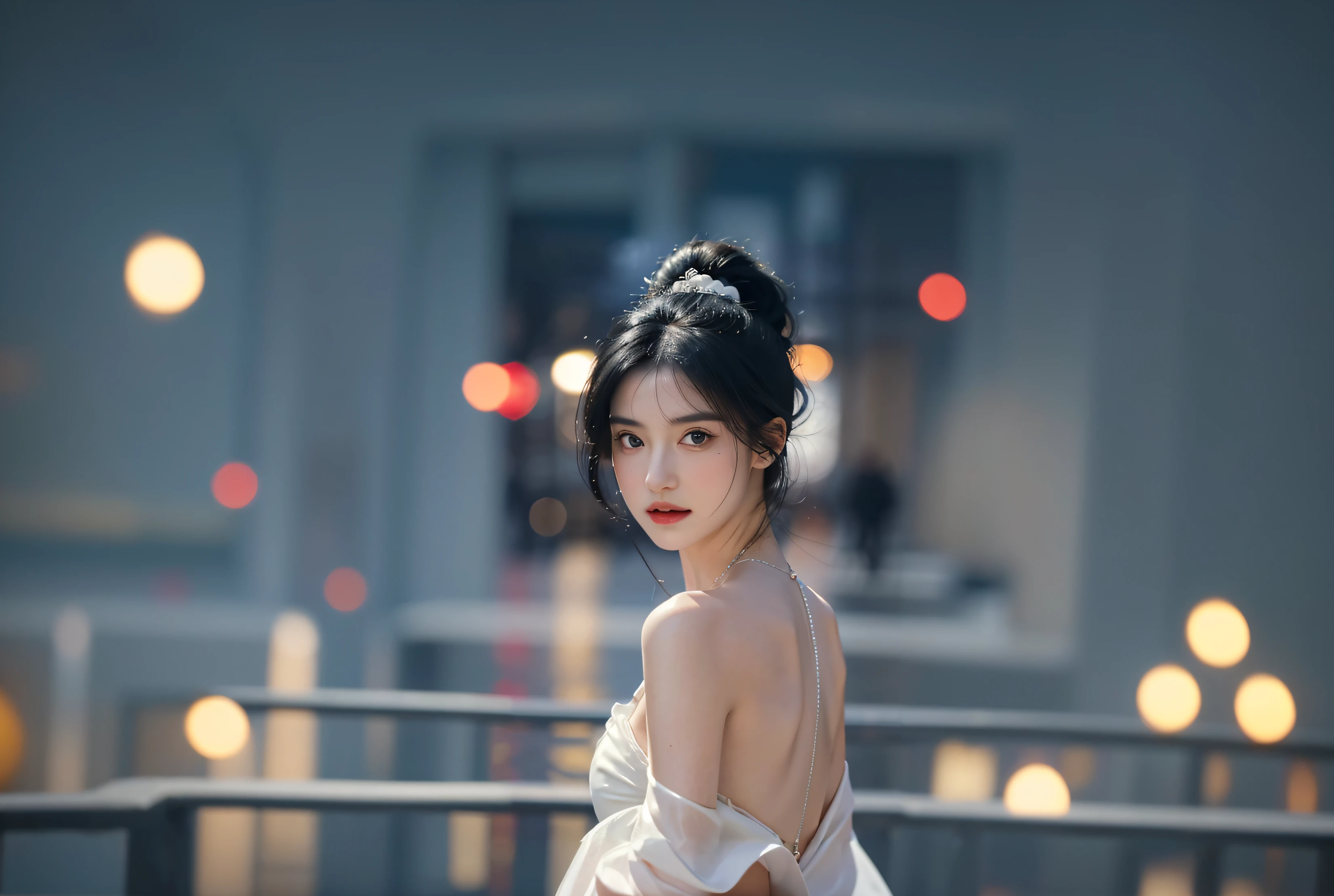 Close-up of a woman wearing a necklace in a white dress, gorgeous chinese models, Chinese girl, Beautiful Asian girl, Beautiful asian woman, young cute wan asian face, beautiful Korean women, Beautiful girl model, photo of a beautiful woman, 8K Artgerm bokeh, Beautiful young Korean woman, Chinese woman, An Asian woman, A young Asian woman