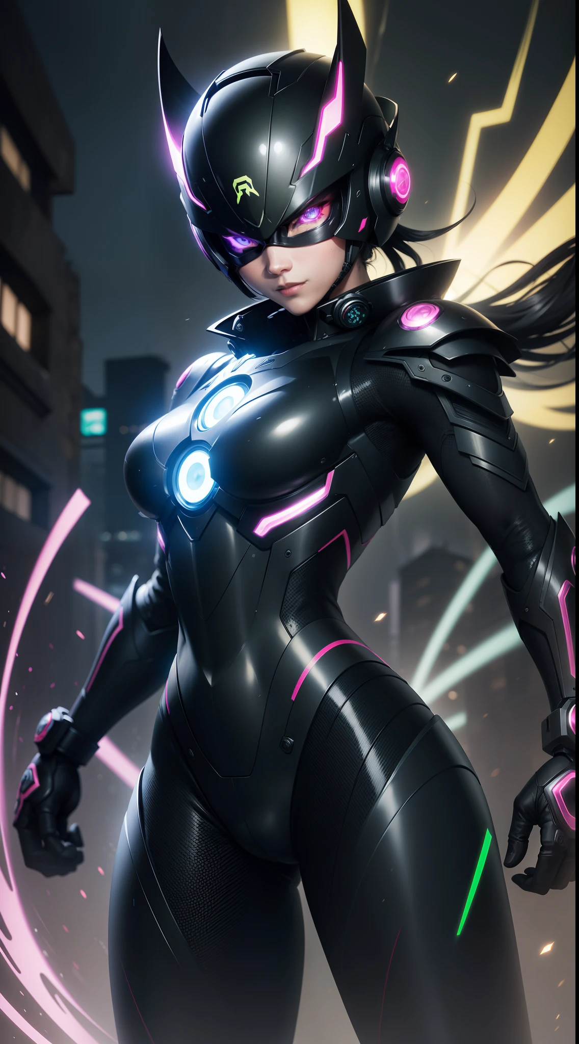 Linda woman meticulously shaped her defined body using Spiderman cosplay, flat-chested.

Black color mecha, cyber punk personage:
A gritty, futuristic figure cloaked in sleek black armor transitions into the background. Mismatched neon hues pulsating from his cybernetic enhancements illuminate the dark forest, contrasting the natural setting. His eyes, behind protective lenses, scan the surroundings with keen awareness.

Unravel the mysteries of the universe with interactive math teaching, Chemistry and Physics. Discover the beauty of formulas, reactions and natural laws that shape our world:
In an intricately lit studio, a man, dressed as an
