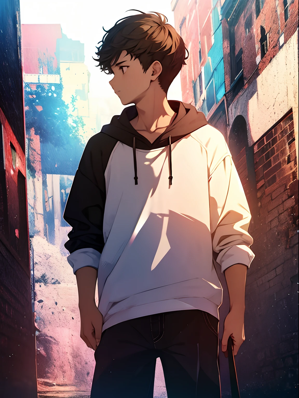 Boy, cloud, colorful, masterpiece