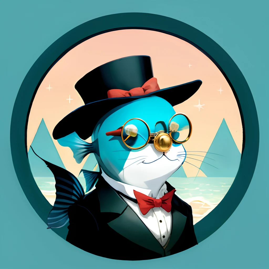 Cartoon fish cult monocle