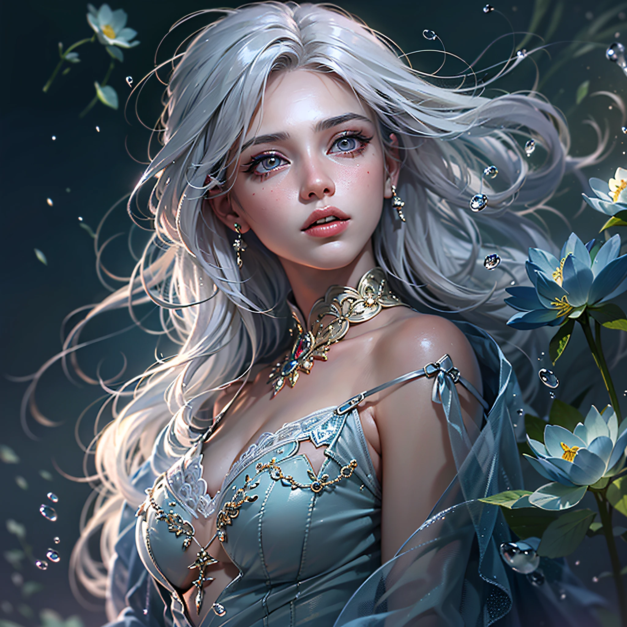 best quality, masterpiece, (realistic:1.2), 1 girl, detailed face, beautiful eyes, (masterpiece:1.2, best quality), (finely detailed beautiful eyes: 1.2), (extremely detailed CG unity 8k wallpaper, masterpiece, best quality, ultra-detailed, best shadow), (detailed background), (beautiful detailed face, beautiful detailed eyes), High contrast, (best illumination, an extremely delicate and beautiful),1girl,((colorful paint splashes on transparent background, Dulux,)), dynamic angle, beautiful detailed glow, full body, cowboy shot, white hair, purple eyes, best quality, masterpiece, (realistic:1.2), lotus flower, glowing, in the night sky, full of stars, very detail, ultra-high resolution, ultra-high quality,