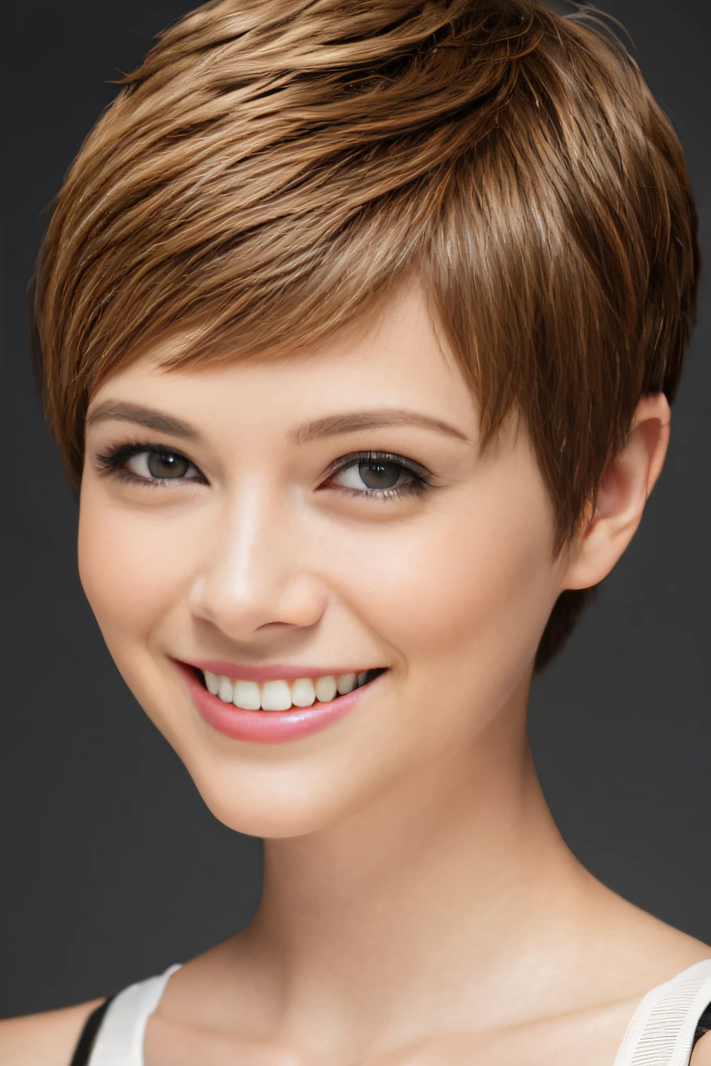 a pixie cut　a smile