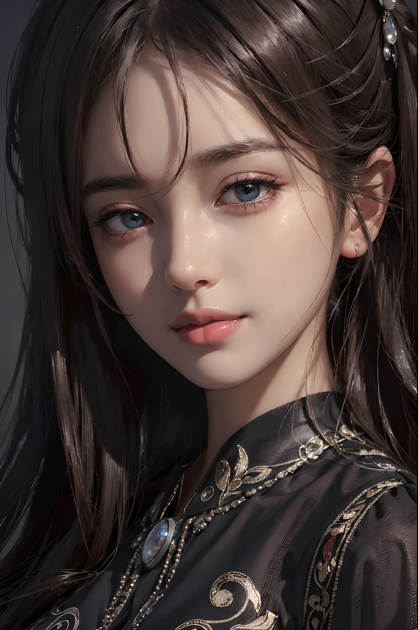 (ultra realistic) , (illustration), (increase resolution), (8K), (extremely detailed), (best illustration), (beautiful detailed eyes), (best quality), (ultra-detailed), (masterpiece), (wallpaper), (detailed face), solo,1 girl, looking at viewers, delicate details, detailed faces, in the dark, deep shadow, low key,pureerosfaceace_v1, smile,