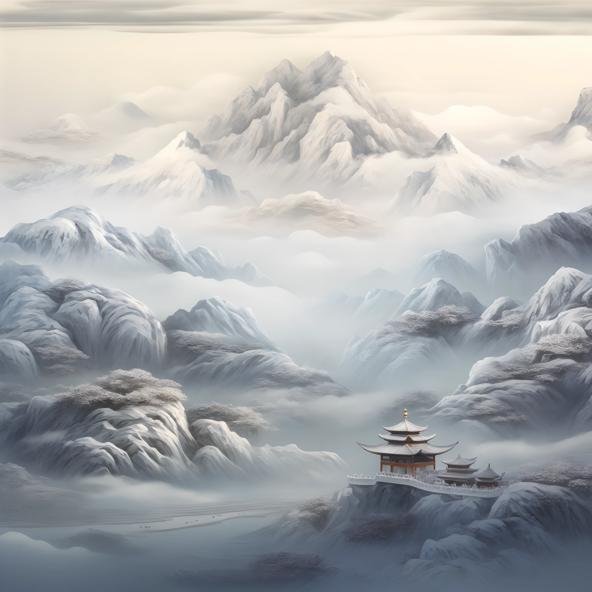 3D white relief, meticulously carved, white ivory carving, chinese illustration on white background, pastel, traditional chinese style, oriental landscape painting, multidimensional paper fog crafts, paper illustration, super wide angle view, dream, 8k, romantic, high resolution, 8k