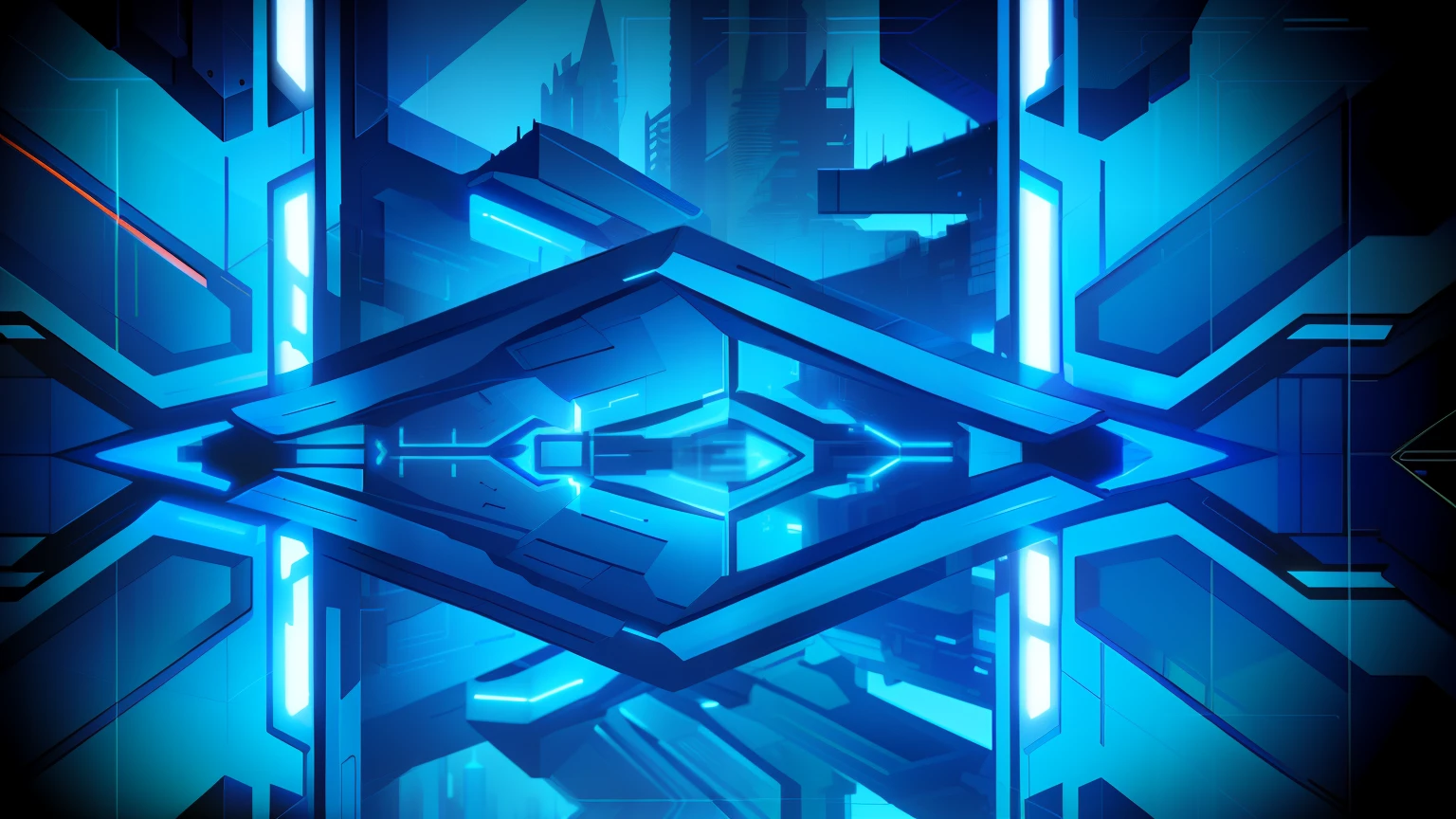 a blue background, symmetric art. Cinematic, beeple mix hybrid style, background art, unreal engine, digital art style