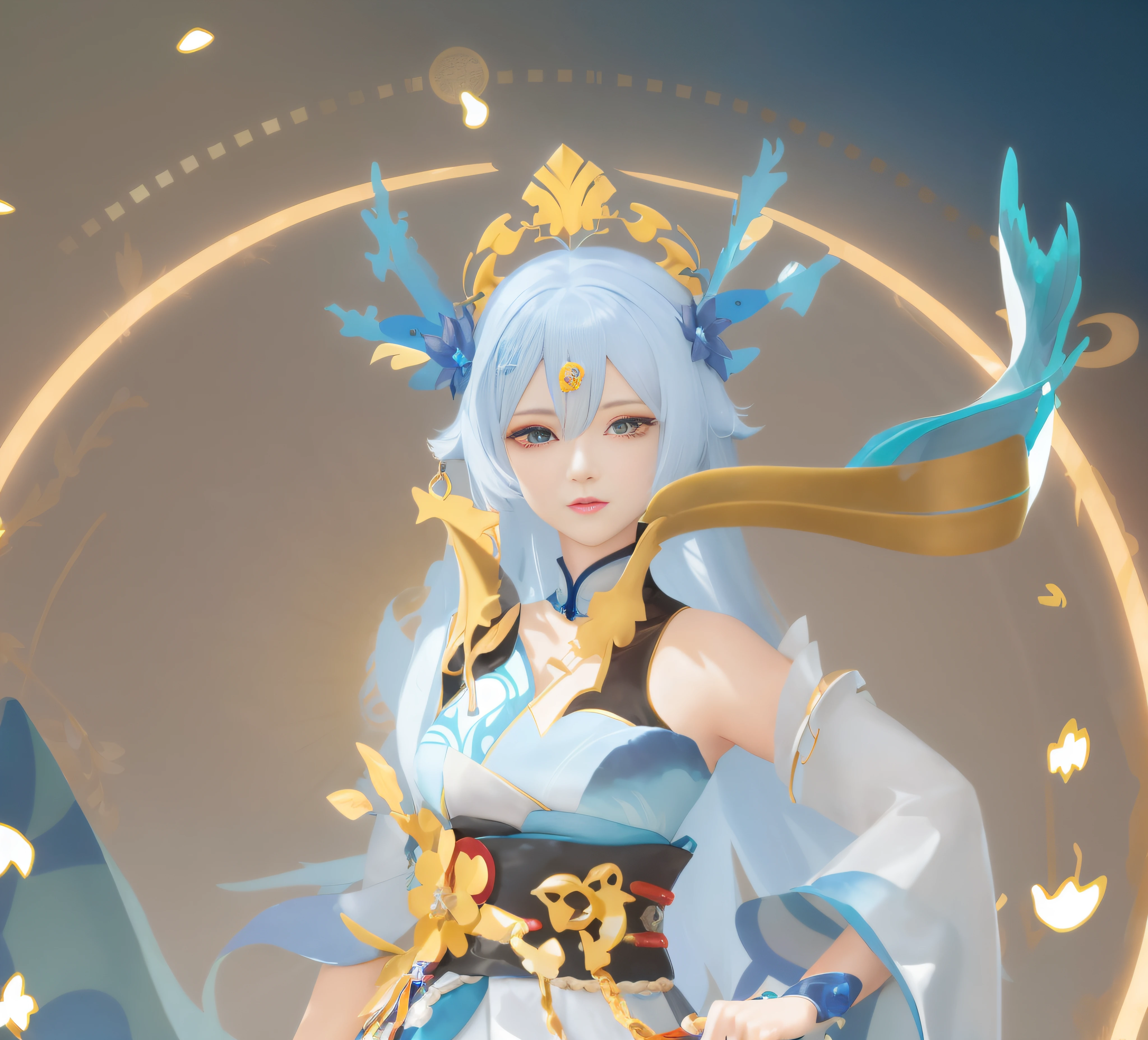 Anime - Stylistic image of a woman in a blue dress and a crown, Keqing from Genshin Impact, Genshin impact's character, queen of the sea mu yanling, zhongli from genshin impact, Beautiful celestial mage, Genshin, Onmyoji detailed art, Portrait Chevaliers du Zodiaque Fille, inspired by Park Hua, a beautiful fantasy empress