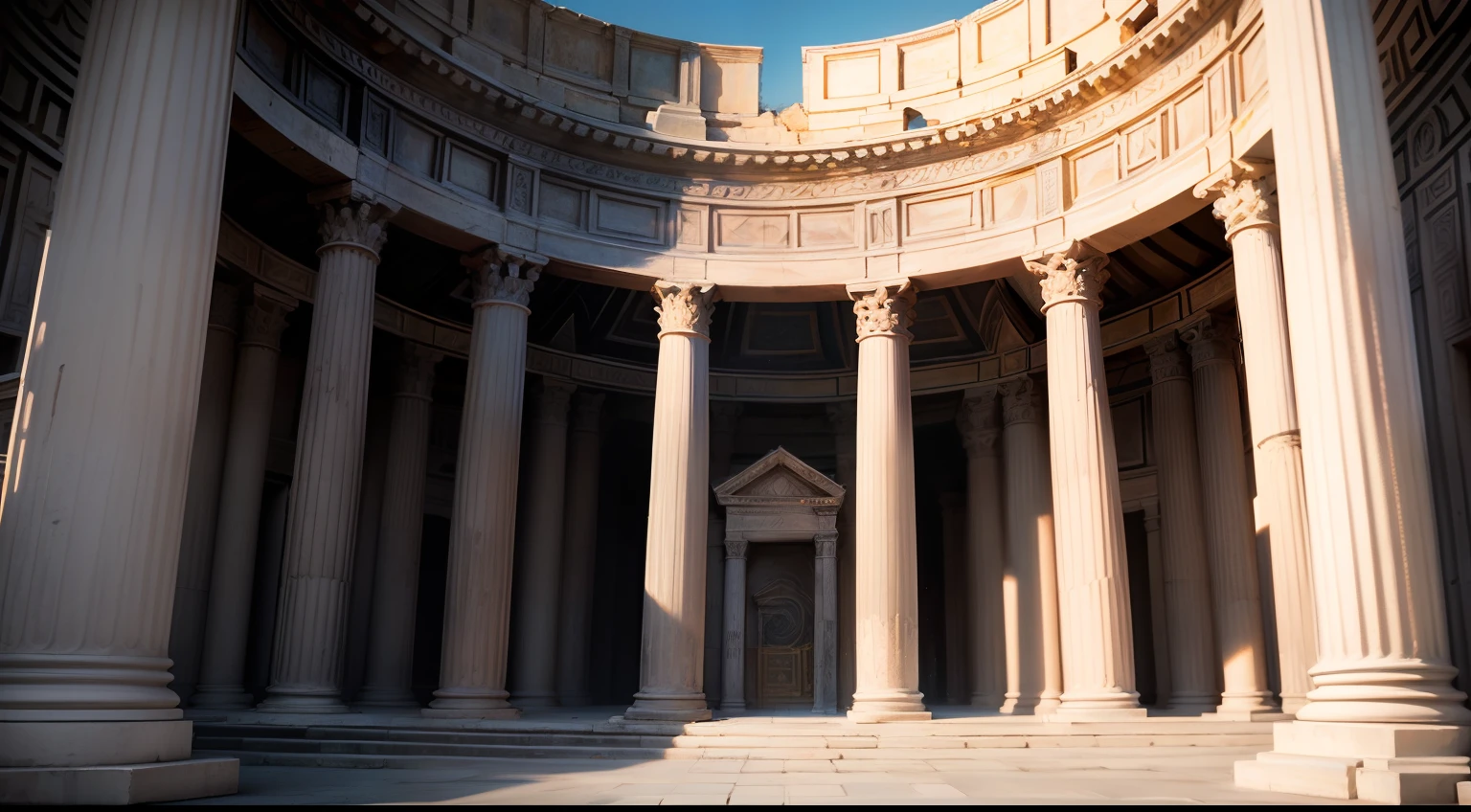 Greek Pantheon, scenecy, fundo desfocado (obra-prima) (8k high resolution) (melhor qualidade) (Ultra Definition) (Ultra realista)(Foto RAW) (Foto realista) (bright illumination)