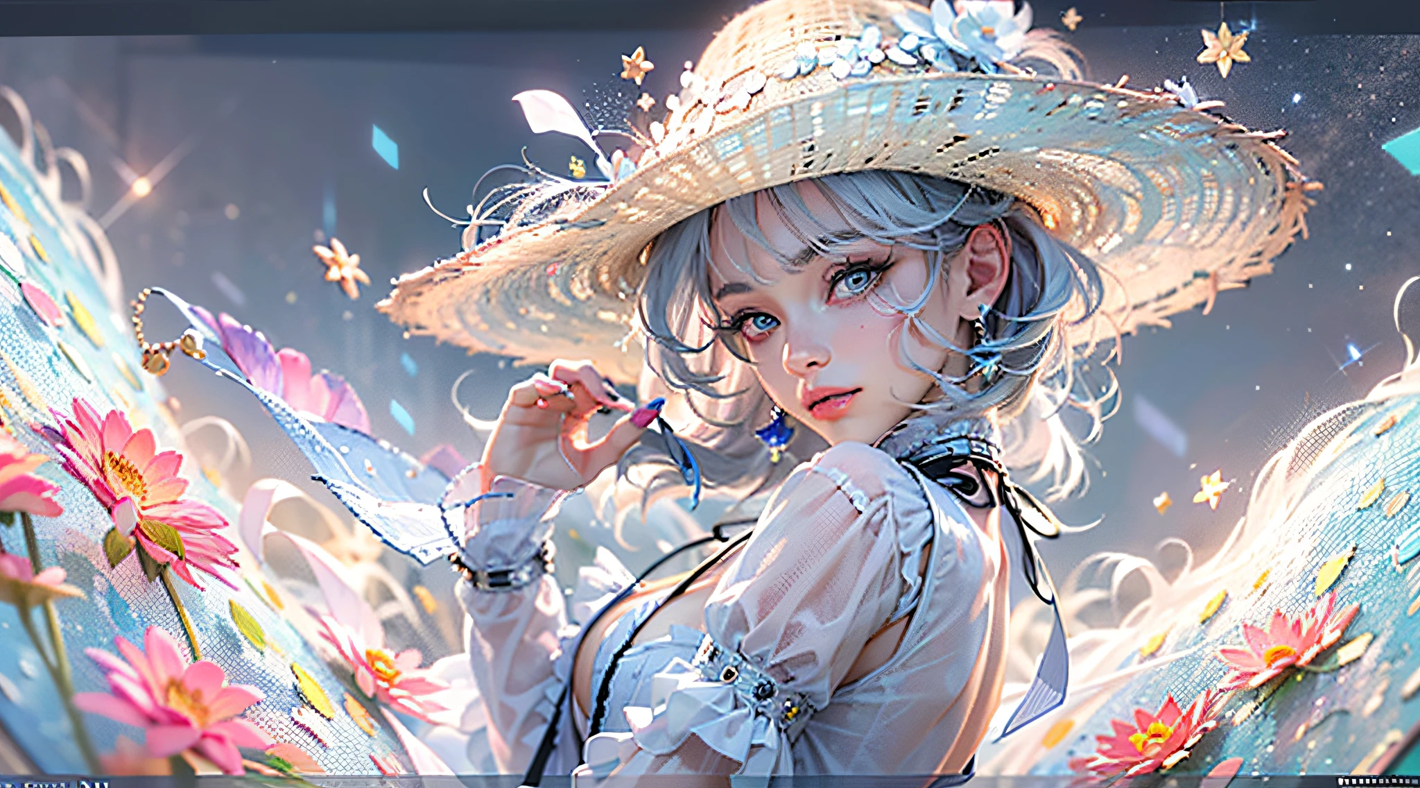 best quality, masterpiece, (realistic:1.2), 1 girl, detailed face, beautiful eyes, (masterpiece:1.2, best quality), (finely detailed beautiful eyes: 1.2), (extremely detailed CG unity 8k wallpaper, masterpiece, best quality, ultra-detailed, best shadow), (detailed background), (beautiful detailed face, beautiful detailed eyes), High contrast, (best illumination, an extremely delicate and beautiful),1girl,((colorful paint splashes on transparent background, Dulux,)), dynamic angle, beautiful detailed glow, full body, cowboy shot, white hair, purple eyes, best quality, masterpiece, (realistic:1.2), lotus flower, glowing, in the night sky, full of stars, very detail, ultra-high resolution, ultra-high quality,