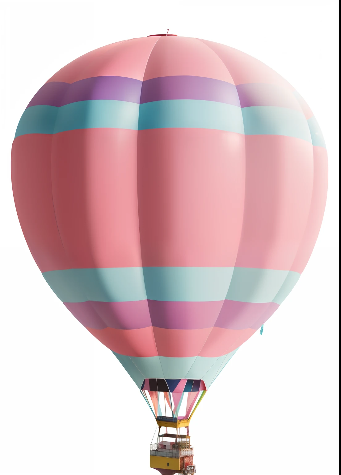 a close-up on top of a hot air balloon with a pink and blue stripe, balloon, as an air balloon, hot air balloon, hot air balloons, Globos, cotton candy, cor pastel, Globos, em cima, fundo colorido, renderizado, digital render, colorido, cor pastel, take off, arte renderizada, holding a balloon, fundo do telefone, rendered illustration, chiclete