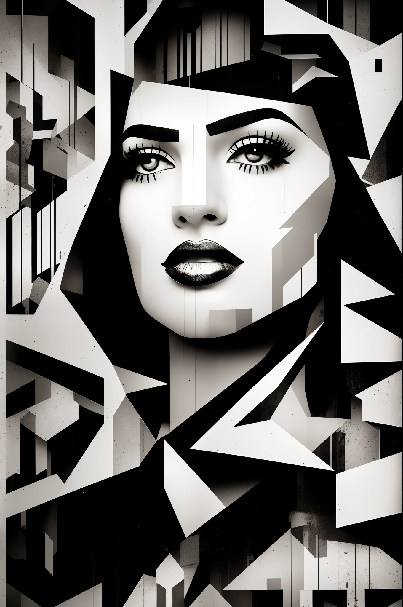 pop art, Persian female model in the streets of London, collage, goldblocks, brutalism, graffiti black and white portrait by Christian Hilfgott Brand, behance contest winner, pop surrealism, behance hd, dc comics, reimagined by industrial light and Split Toning and silver calligraphy
