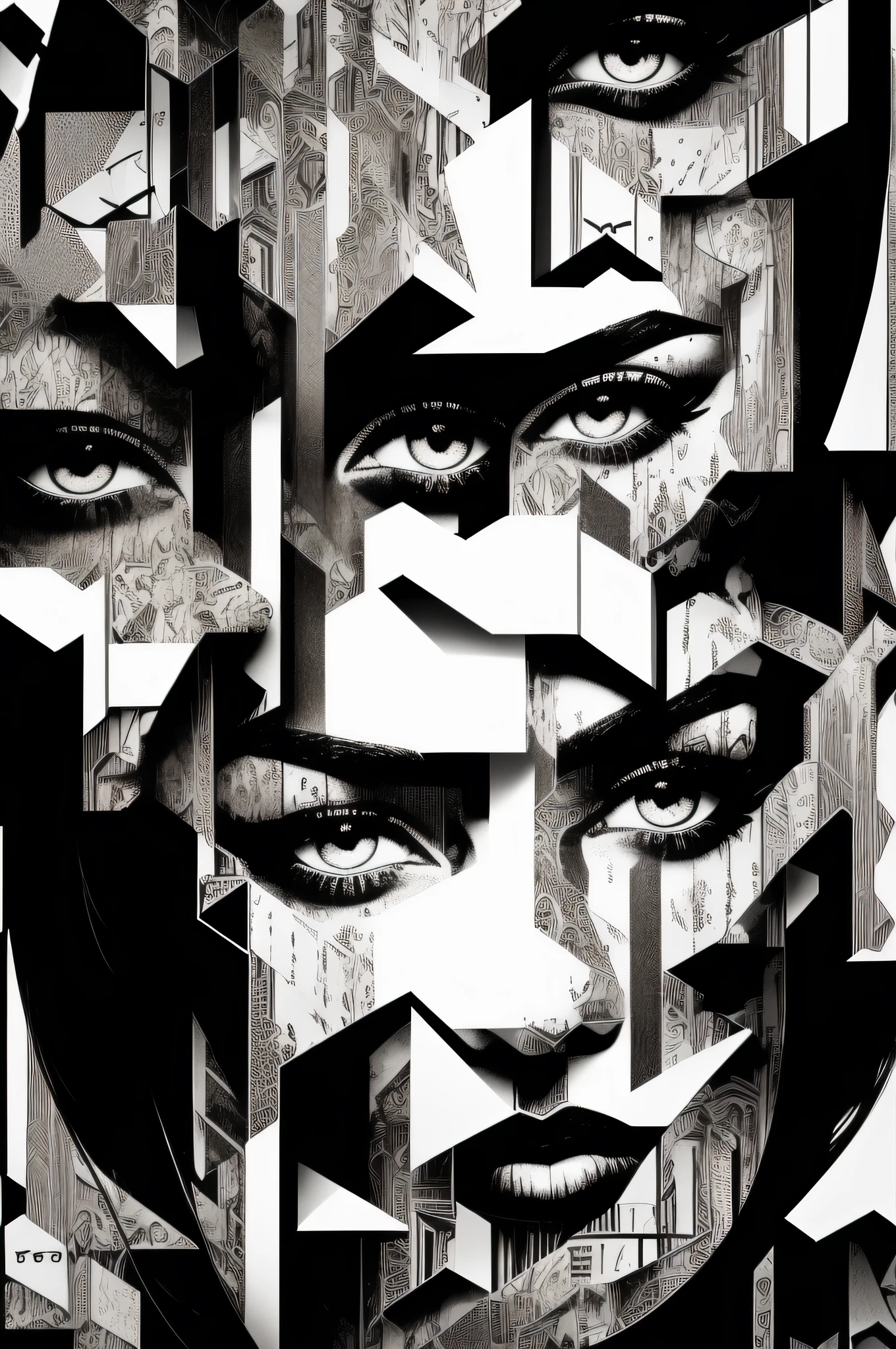 pop art, Persian female model in the streets of London, collage, goldblocks, brutalism, graffiti black and white portrait by Christian Hilfgott Brand, behance contest winner, pop surrealism, behance hd, dc comics, reimagined by industrial light and Split Toning and silver calligraphy