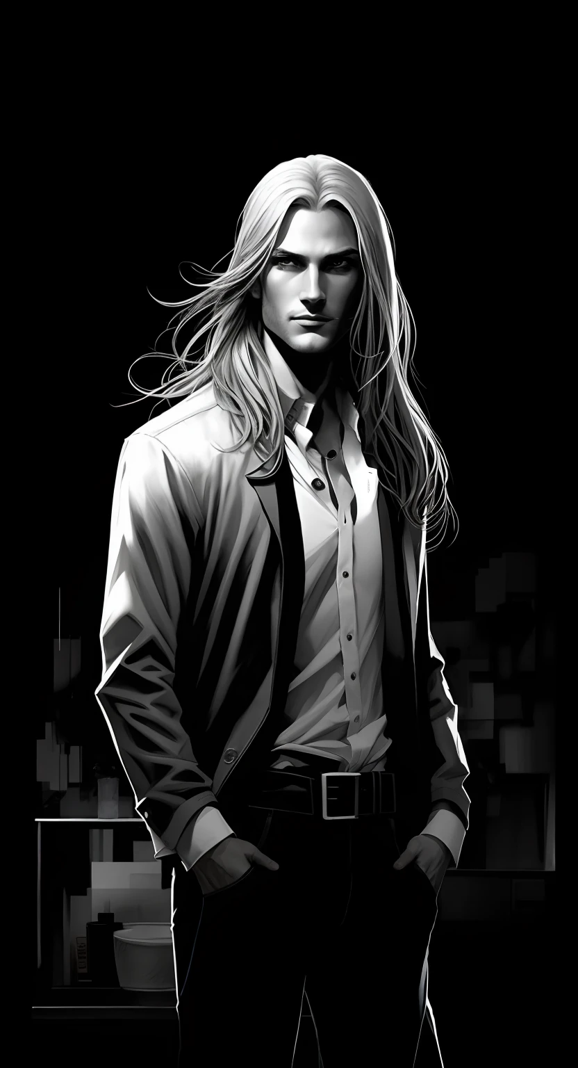 jeans, Noir, black and white, Style Sin City, higly detailed, Masterpiece