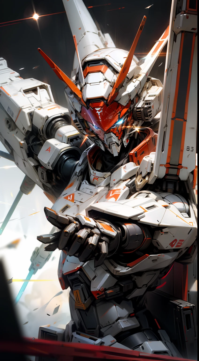 Up，Gundred，droid，White livery，photorealestic，Ready，Domineering，《Anime Gundam》，lightsabers