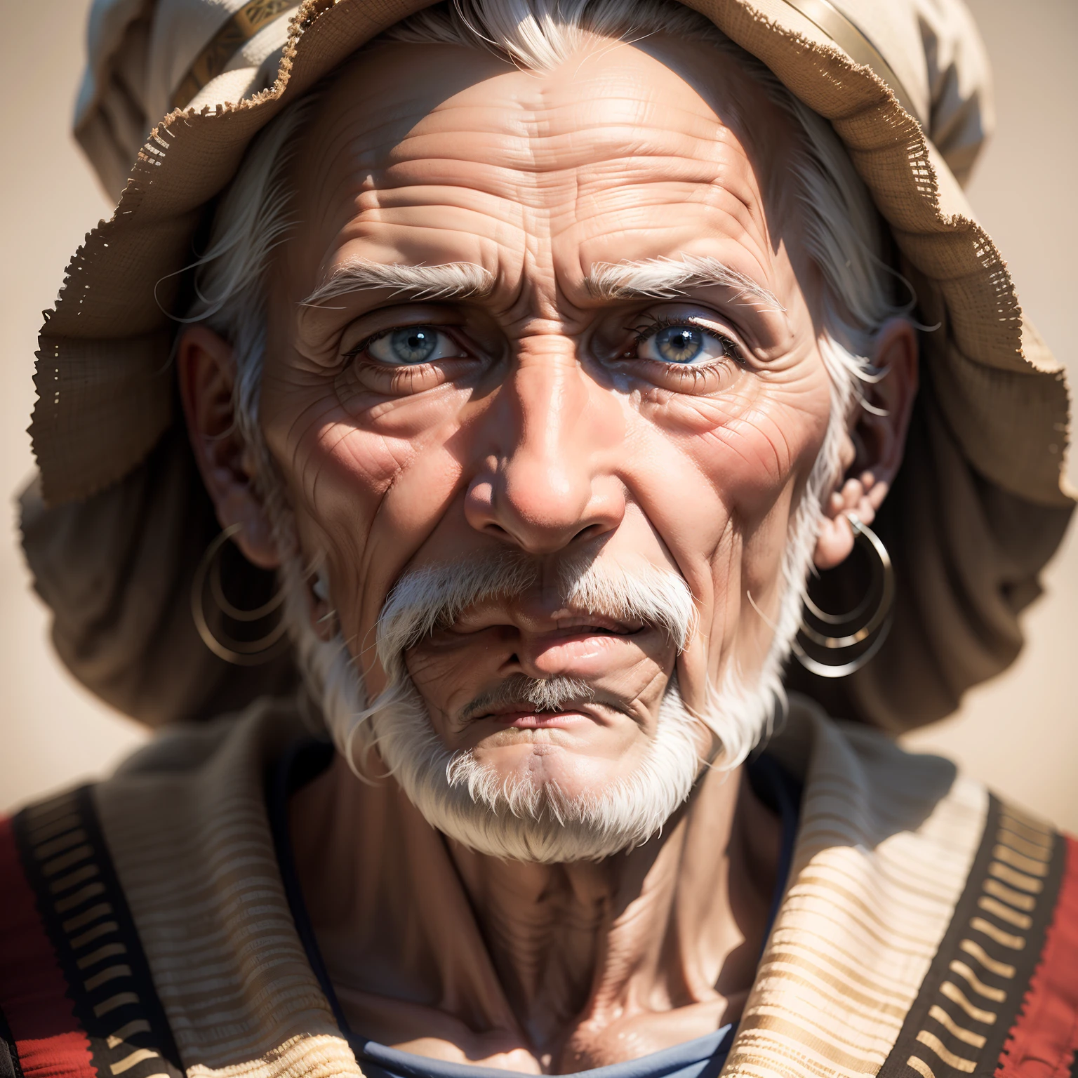 Generate an image that depicts the genealogy of Jesus Christ as described in Matthew 1.”A detailed and macro photograph of an elderly man's face, captured using a Sony A7r camera with an FE 50mm - F 2.8 GM lens.