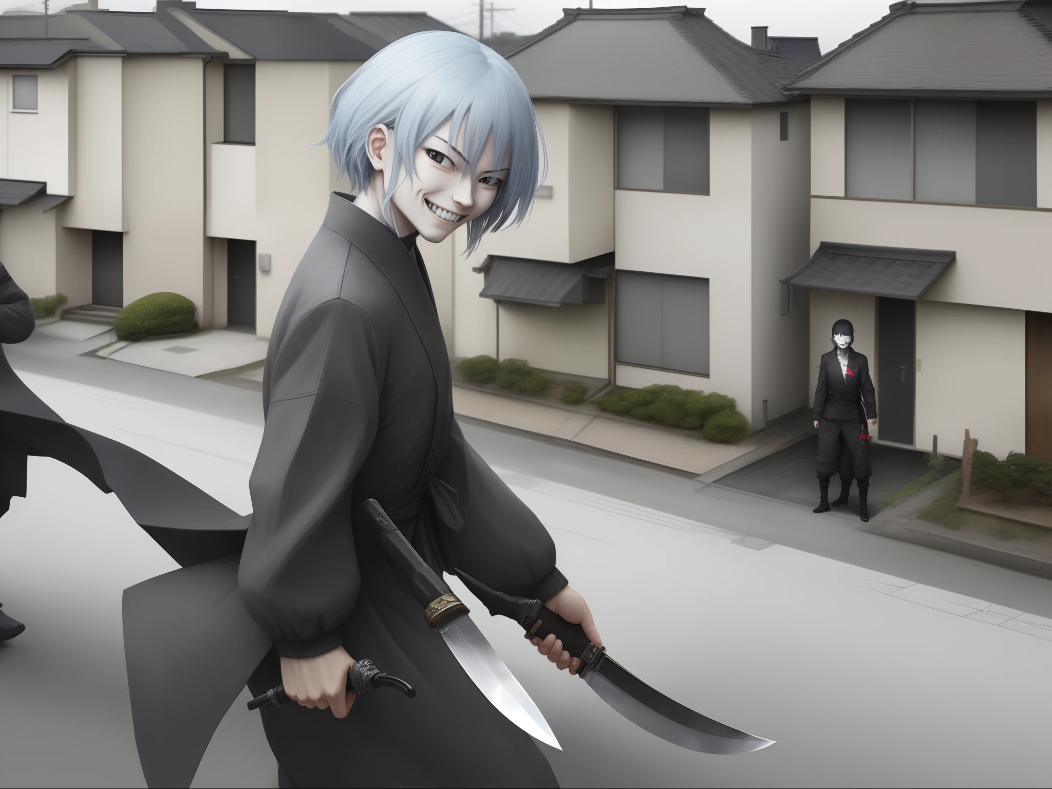 Knife、Come with a psychopath smile,Targeting stalkers、In residential areas