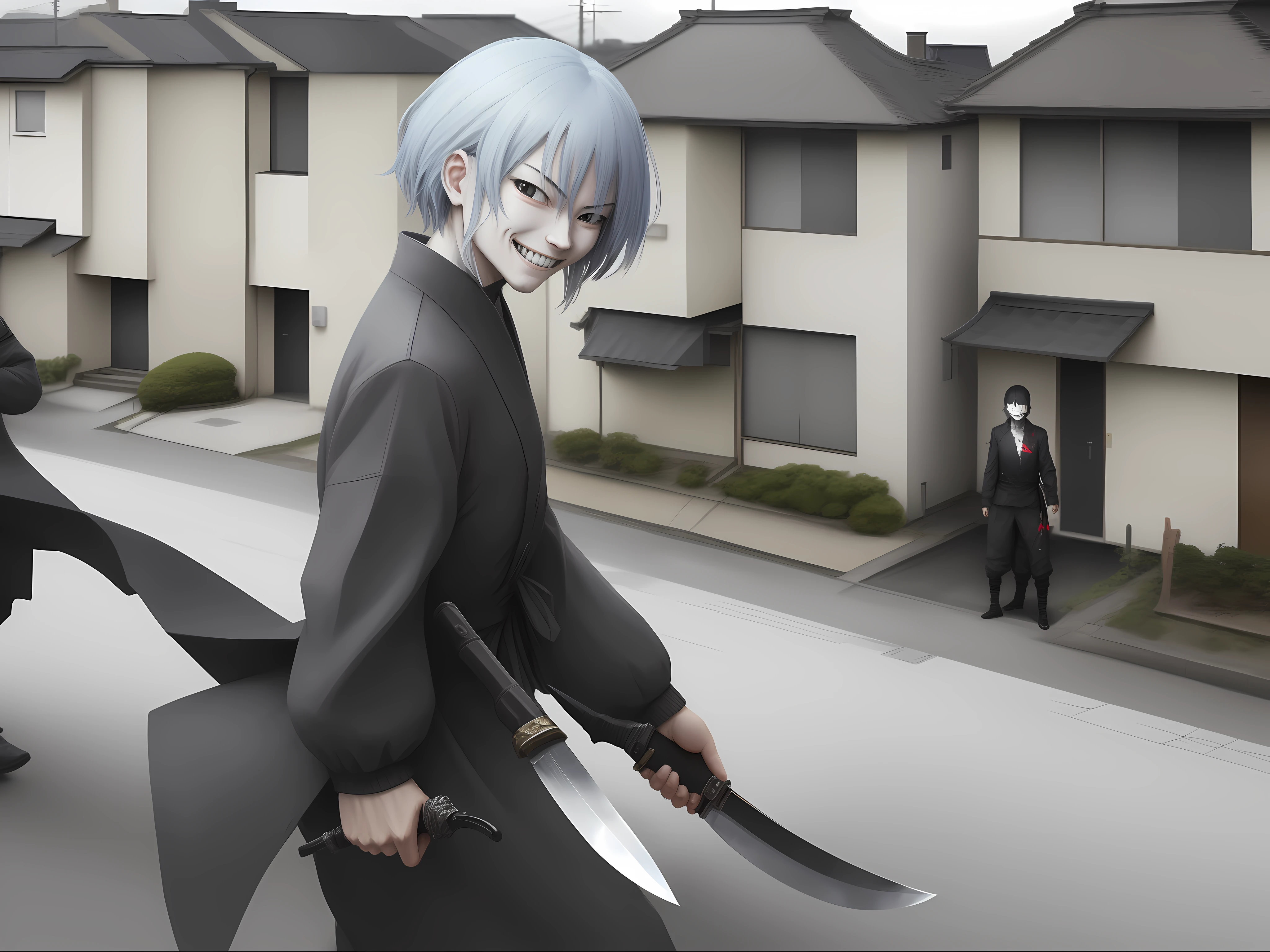 Knife、Come with a psychopath smile,Targeting stalkers、In residential areas