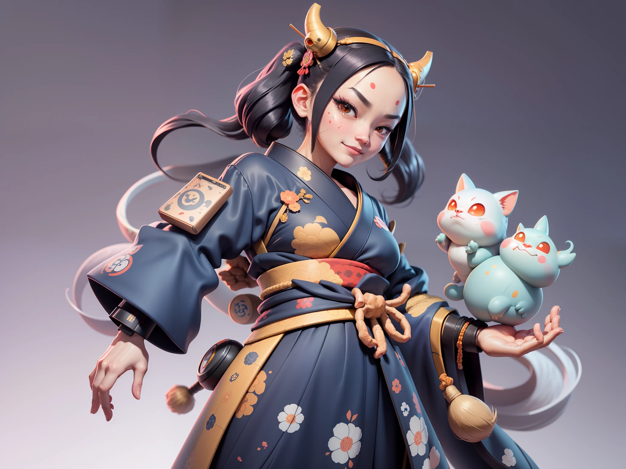 (Daisaku),(Need),(Super meticulous),(full bodyesbian:1.2),Japanese ukiyo-e girl，japanese geisha，Beautiful，Oriental dragon，Aeolian Thor，Raised sexy，爆乳，Oriental face，TV Anchor，Bust portrait illustration，Alone，In black suit，a blue tie，The face is slightly chubby，The face was clean，without a beard，Black super short hair，Black eyes，Smile confidently，3C computer sub-products，iPad， iphone，Digital painting，3D character design by Mark Clairen and Pixar and Hayao Miyazaki and Akira Toriyama，The illustration is a high-definition illustration in 4K resolution，With very detailed facial features and cartoon-style visuals。
