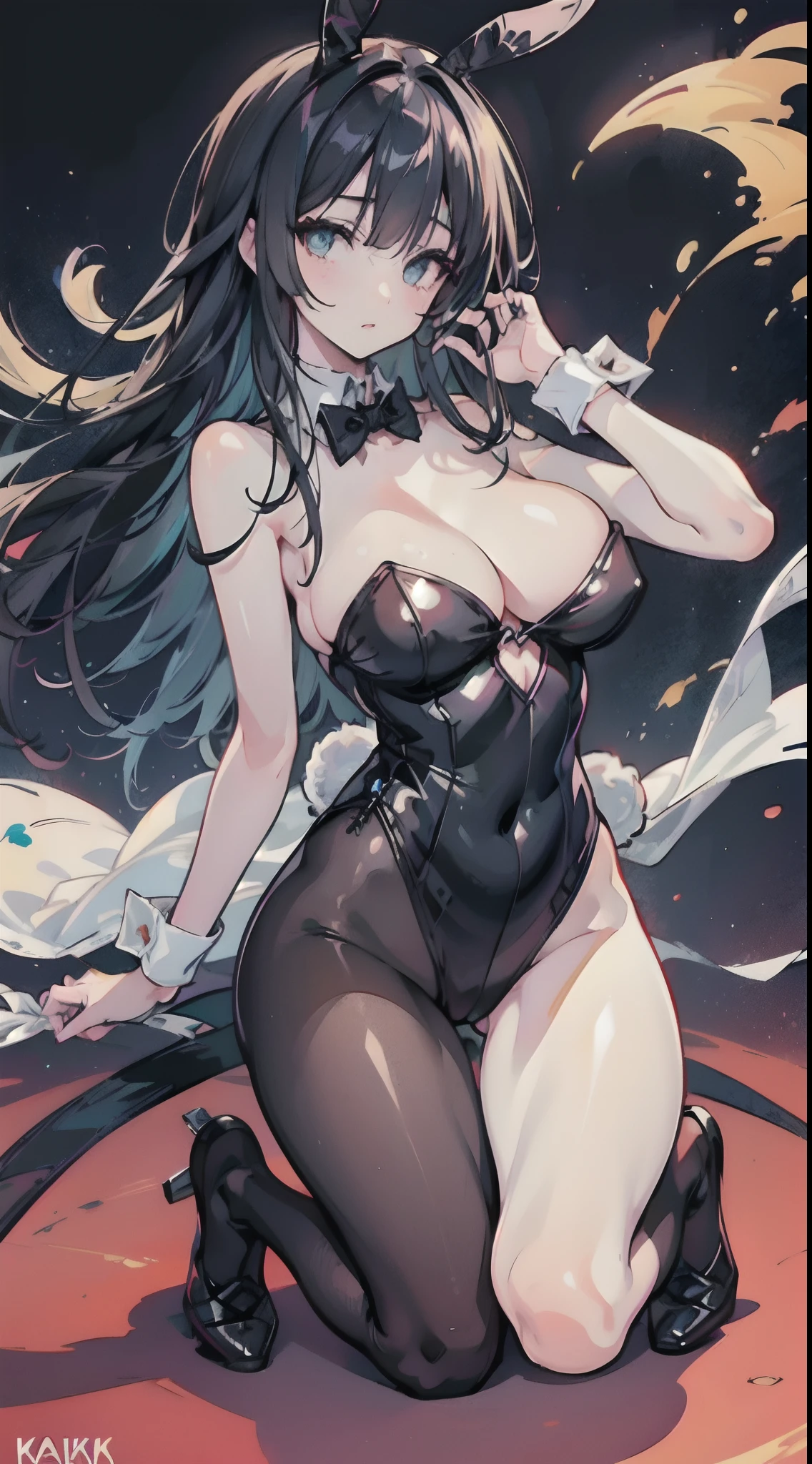 (fullllbody), 1 Bunny Girl, (beautifully detailed eyes), (beautiful and detailed face), Perfect female body, (neat figure:1.2), thick body, Slender waist, (18year old), Very big eyes,  (top-quality), (ultra-detailliert), (masuter piece), (hight resolution), (Photorealsitic:1.4), (Dynamic Angle:1.2), (Original), (the Extremely Detailed CG Unity 8K Wallpapers), Character Design, Game CG, Detailed Manga Illustration, Realistic head-to-body size ratio:1.2, anime keyvisual,On the musical stage